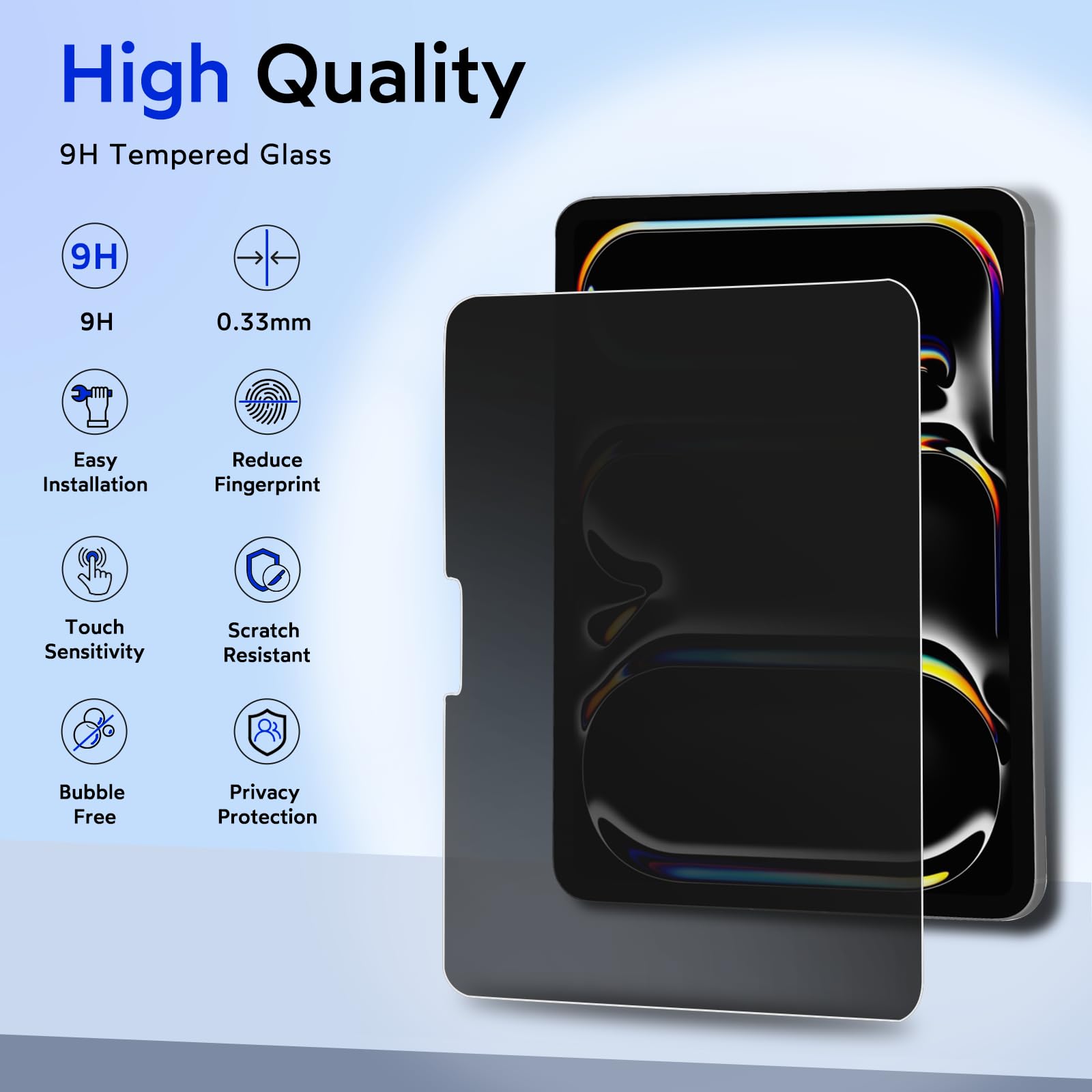 Mobdik Privacy Screen Protector Compatible With Ipad Pro 13 Inch 2024 M4 [Anti Spy] [9H Tempered Glass] [Ez Kit]   1 Pack