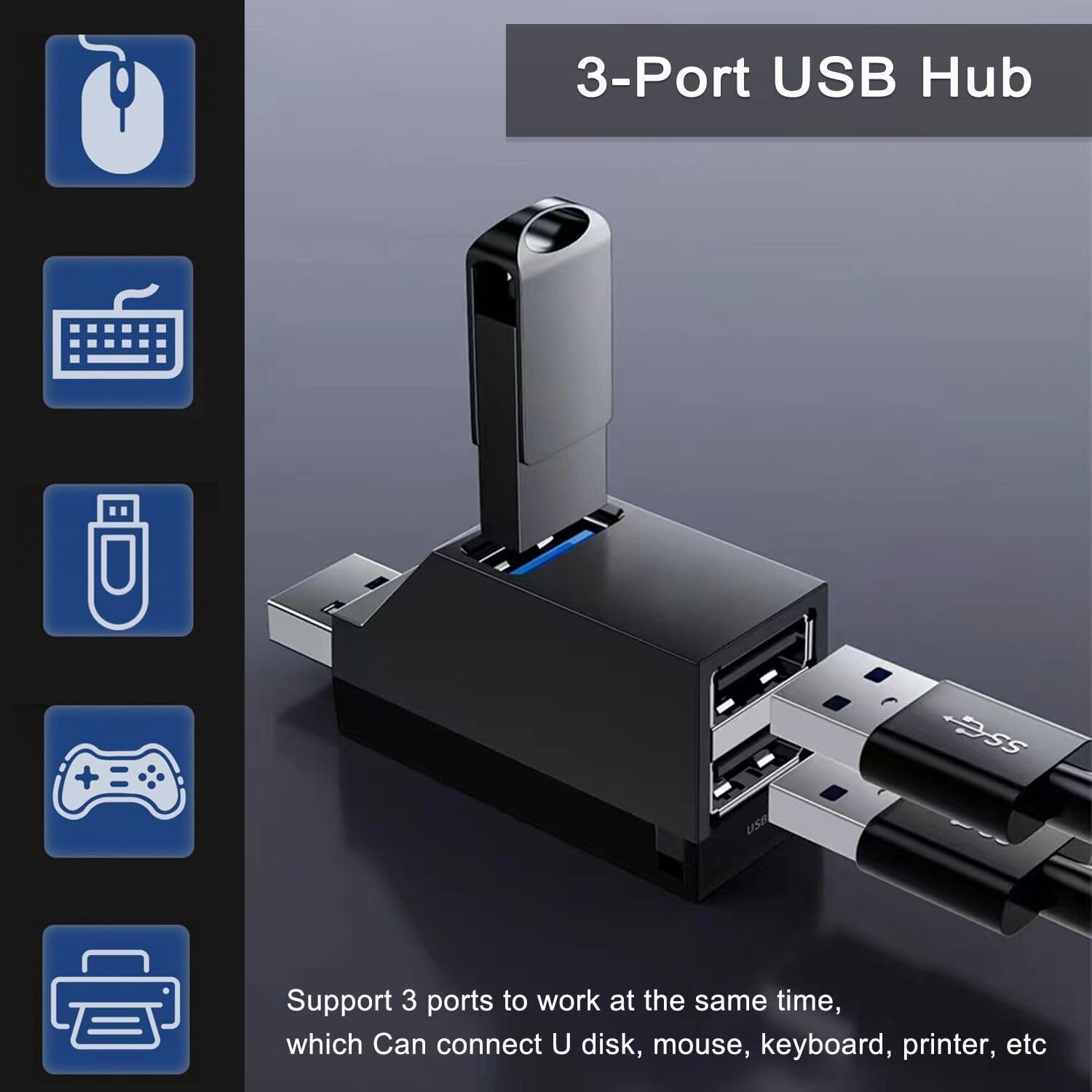 Usb 3.0 Hub, Vienon 3 Port Portable Usb Expander Usb Splitter For Laptop, Car, Mac Pro, Imac, Macbook Air, Macbook Pro, Macbook And More