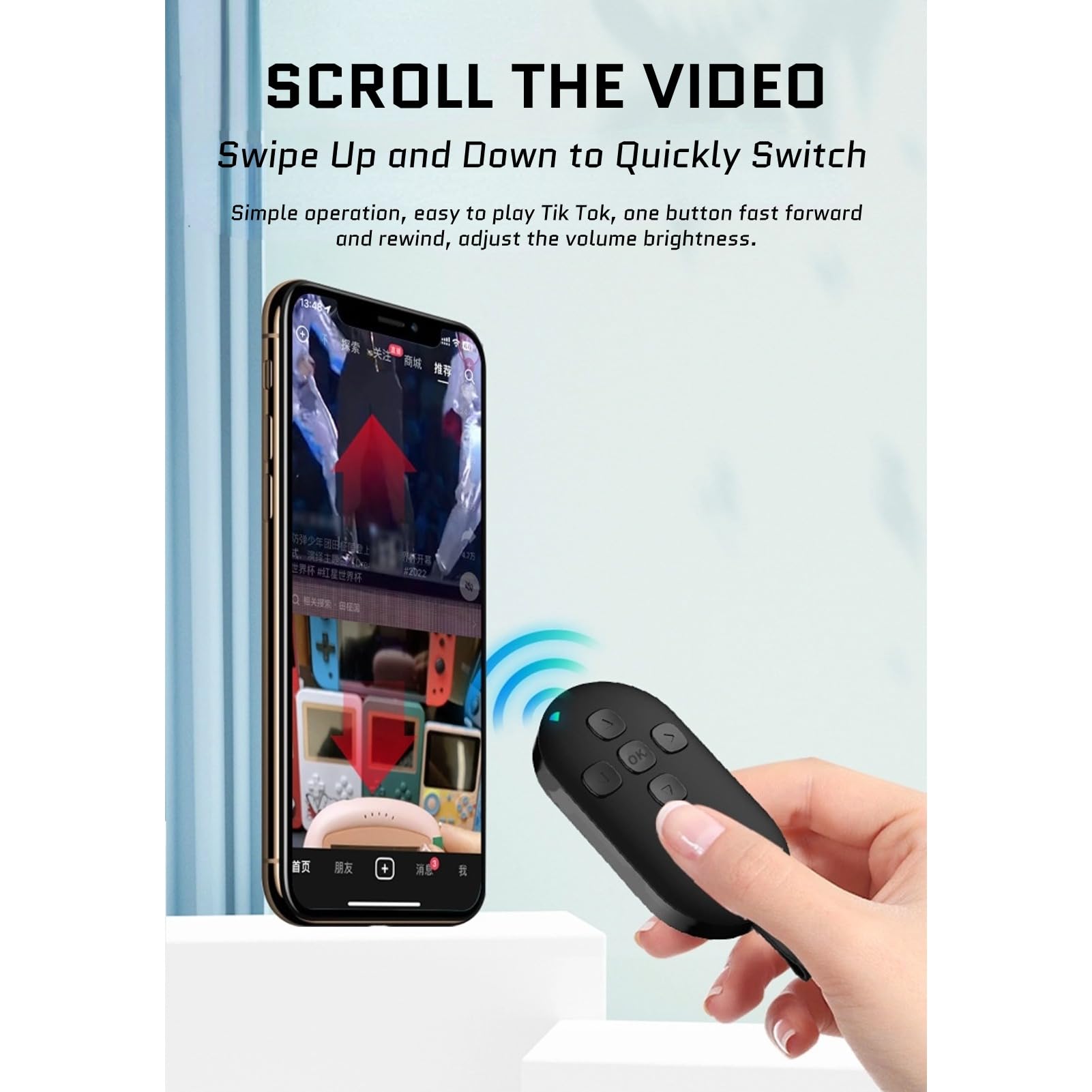 Yoidesu Bluetooth Remote Control Page Turner, Scrolling Ring Clicker For Camera Video Recording Shutter Selfie, Rechargeable Fin