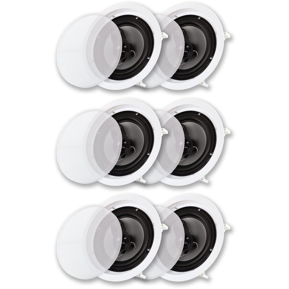 Acoustic Audio Cs Ic83 In Ceiling 8'' Speaker 3 Pair Pack 3 Way Home Theater 2100 Watt