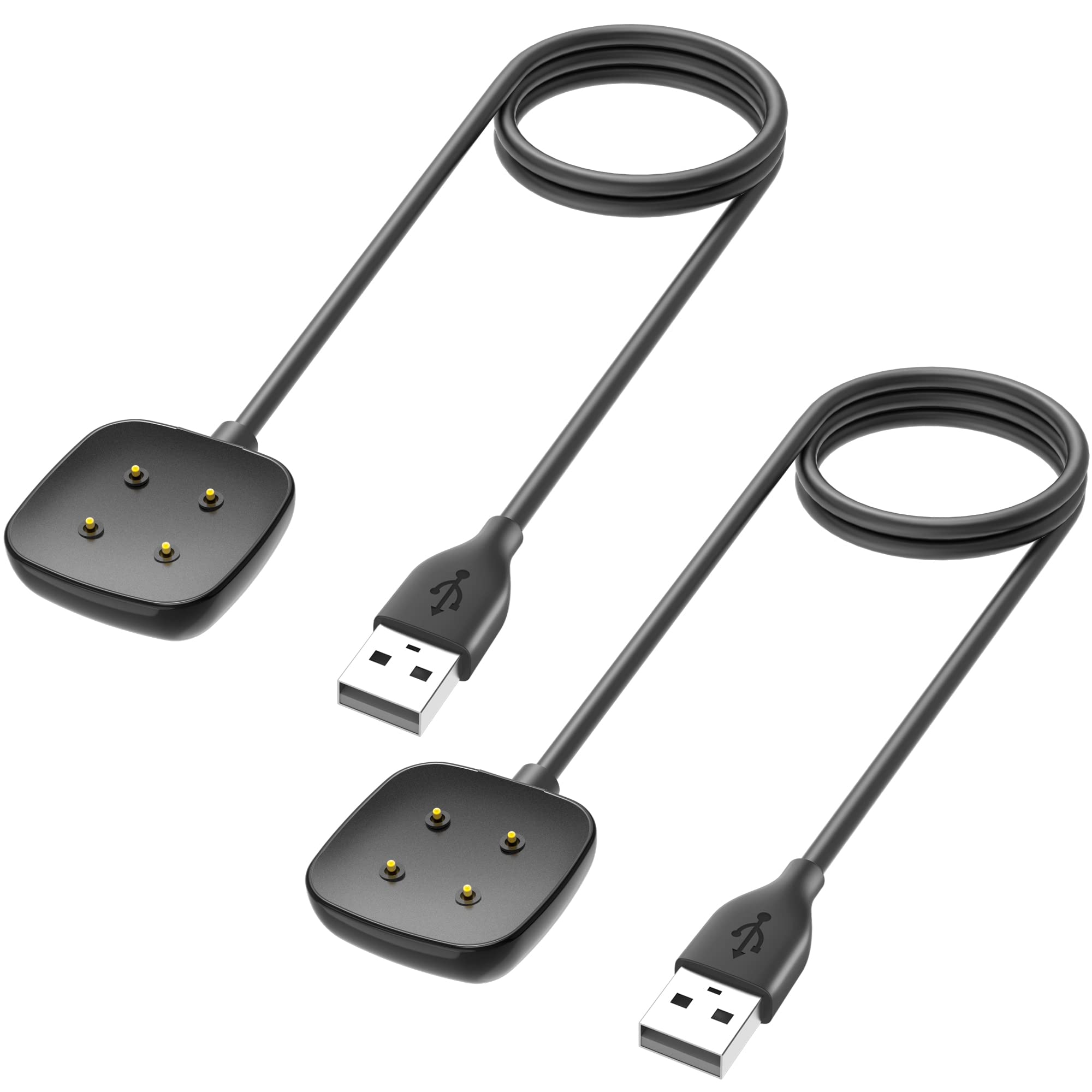 Trami 2 Pack Compatible With Fitbit Sense&Versa 3 Charger, Replacement Usb Charging Cable Cord Stand For Versa 3/Versa 4/Sense/S