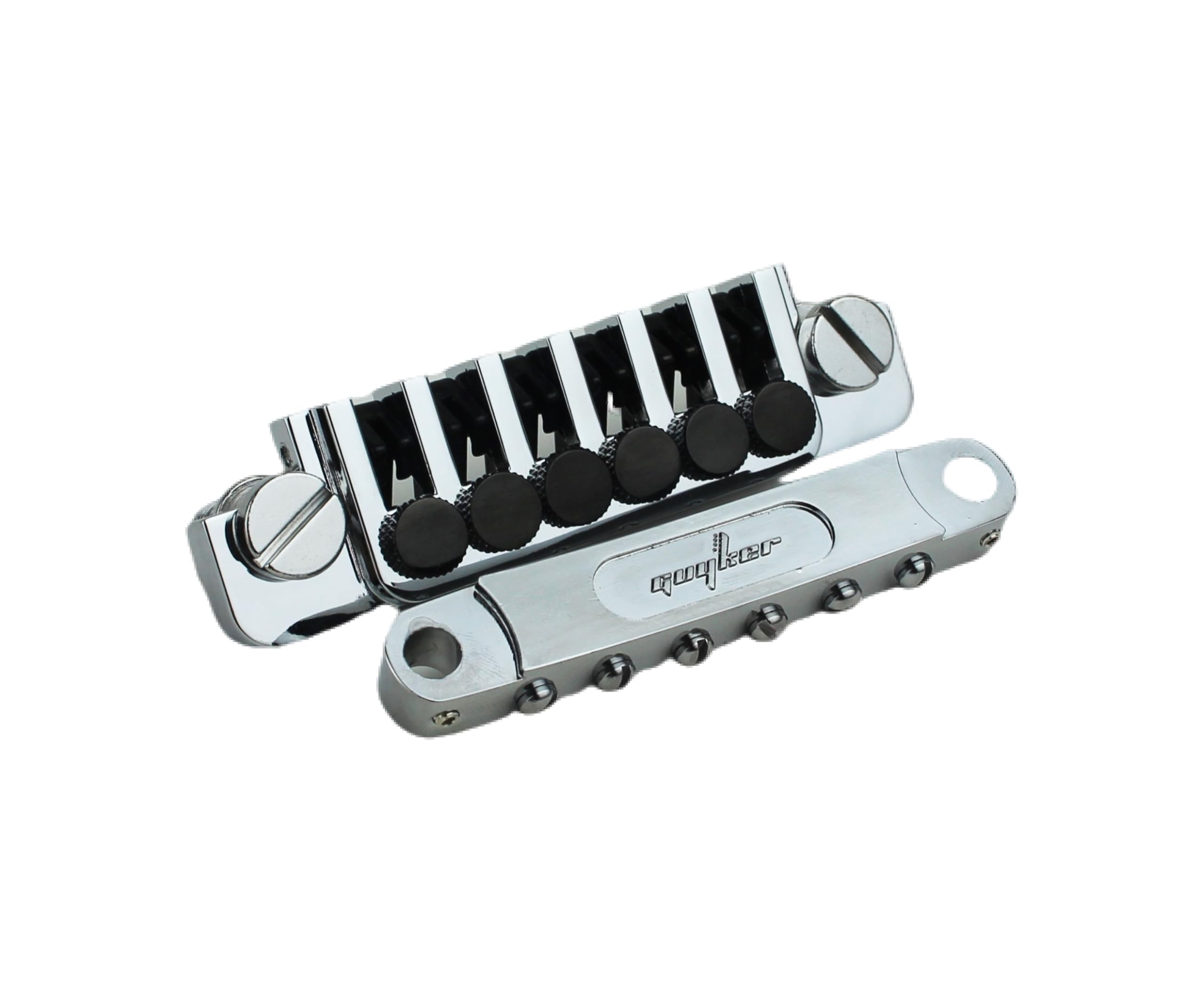 Guyker Lp Guitar Tune-O-Matic Roller Saddle Bridge Gm005 + Vintage Tp-6 Tailpiece Stop Bar Lock Combo Replacement Compatible Wit