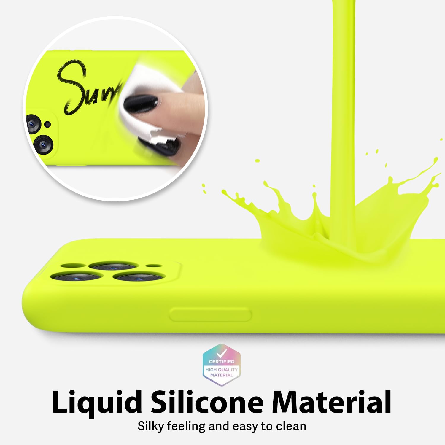 Oakxco For Iphone 11 Pro Phone Case Liquid Silicone, Neon Bright Solid Color, Thin Slim Soft Rubber Gel Matte Tpu Plain Simple C