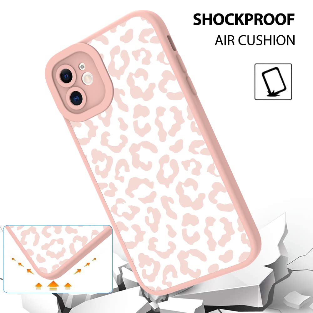 Ziye For Iphone 12 Case Pink Leopard Pattern Phone Case With Camera Protection,Tpu Silicone Rubber Protective Cover Cheetah Desi