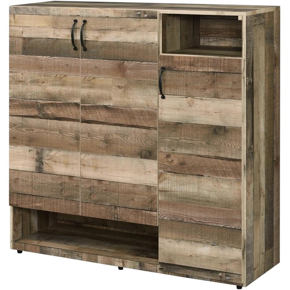 Acme Howia 3-Door Wooden Cabinet with 2 Compartments in Rustic Gray Oak