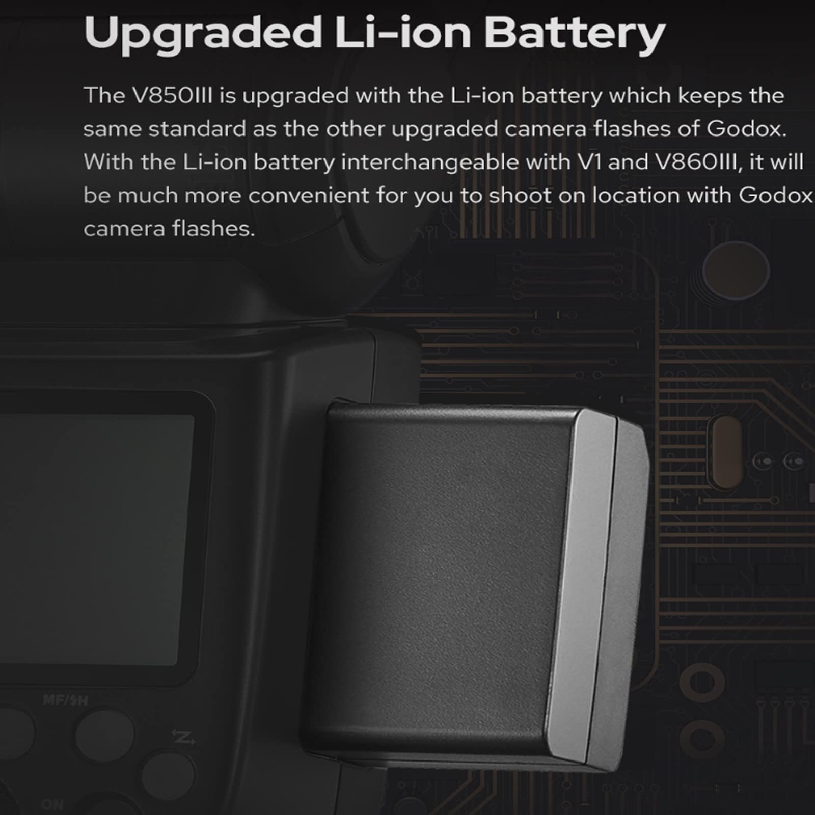Godox V850Iii Flash Camera Flash 7.2V/2600Mah Hss 1/8000 2.4G 1.5S Recycle Time 450 Full Power Pops For Dslr Cameras With Standard Hot Shoes For Canon, Nikon, Sony, Fuji, Panasonic, Olympus (No Ttl)