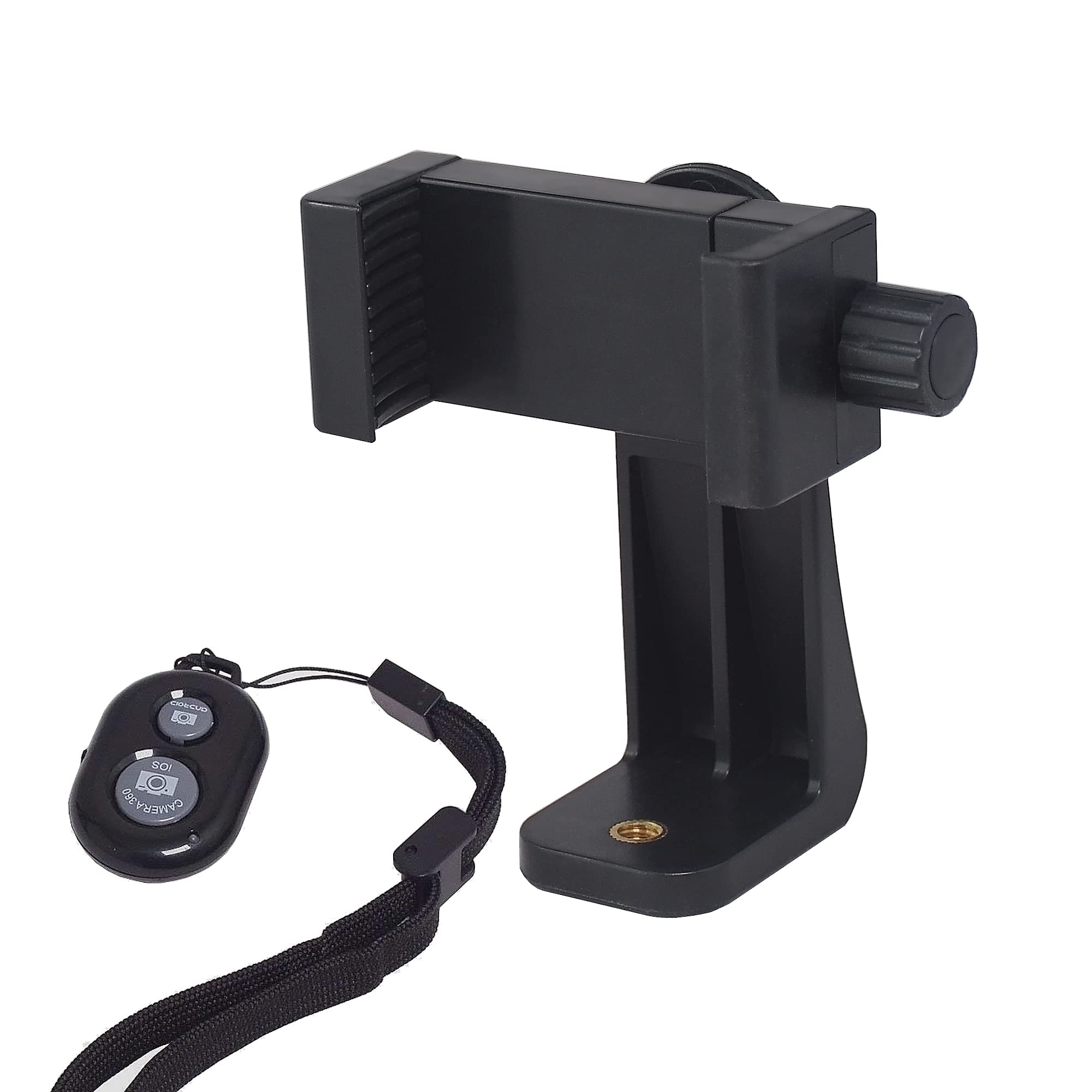 Ruittos Phone Tripod Mount Adapter with Smartphone Remote Controller, Phone Holder Clip Compatible with iPhone and Other Cell Ph