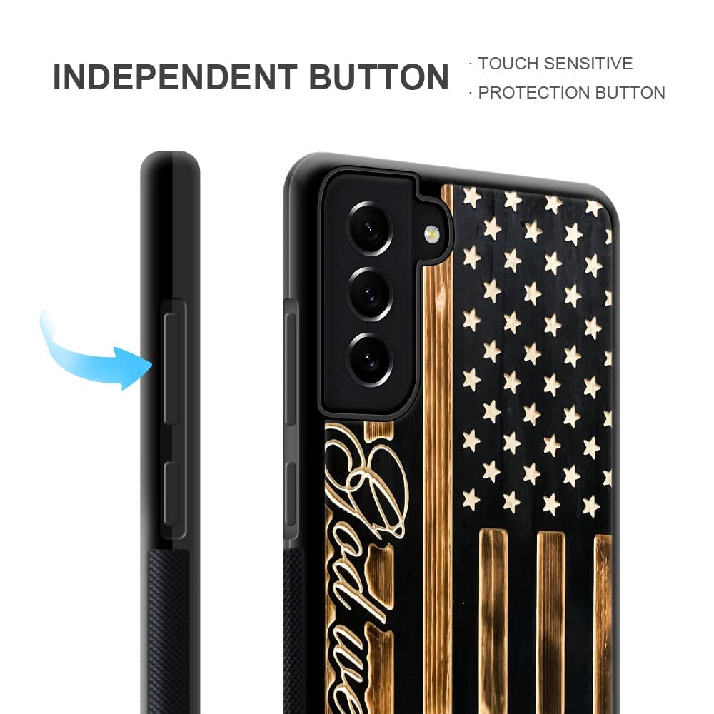 Daizag Compatible With Samsung Galaxy S21 Plus Case,In God We Trust Wood Grain Design American Flag For Man Woman, All Round Pro