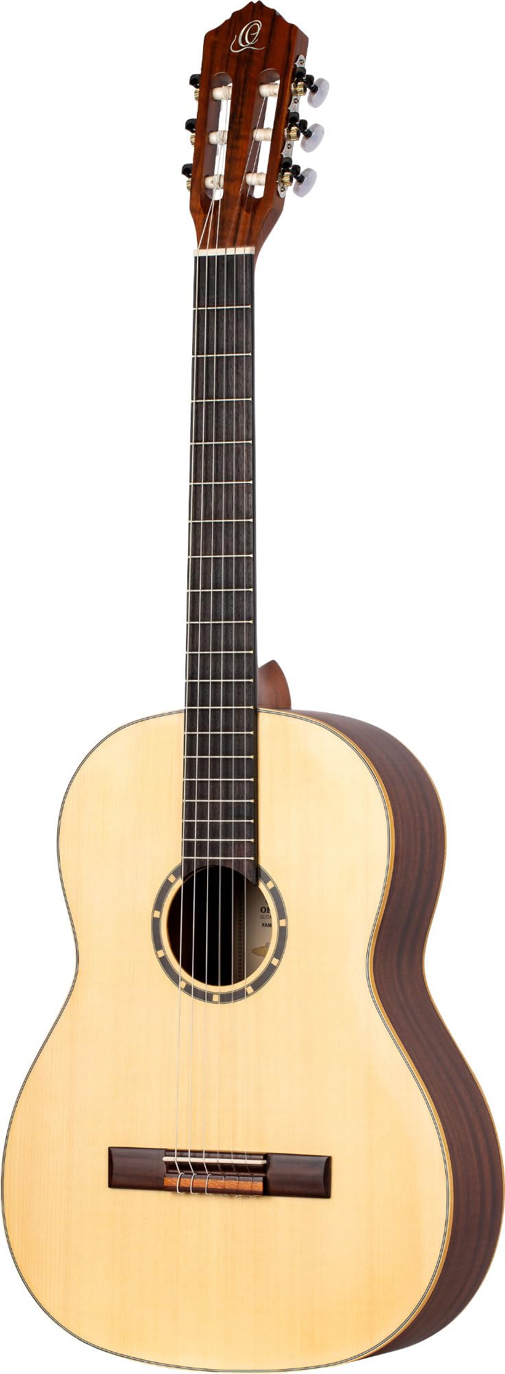 Ortega Guitars 6 Family Series Size Nylon String Classical Guitar W/Bag, Right, Spruce Top-Natural-Satin, Full - Slim Neck (R121