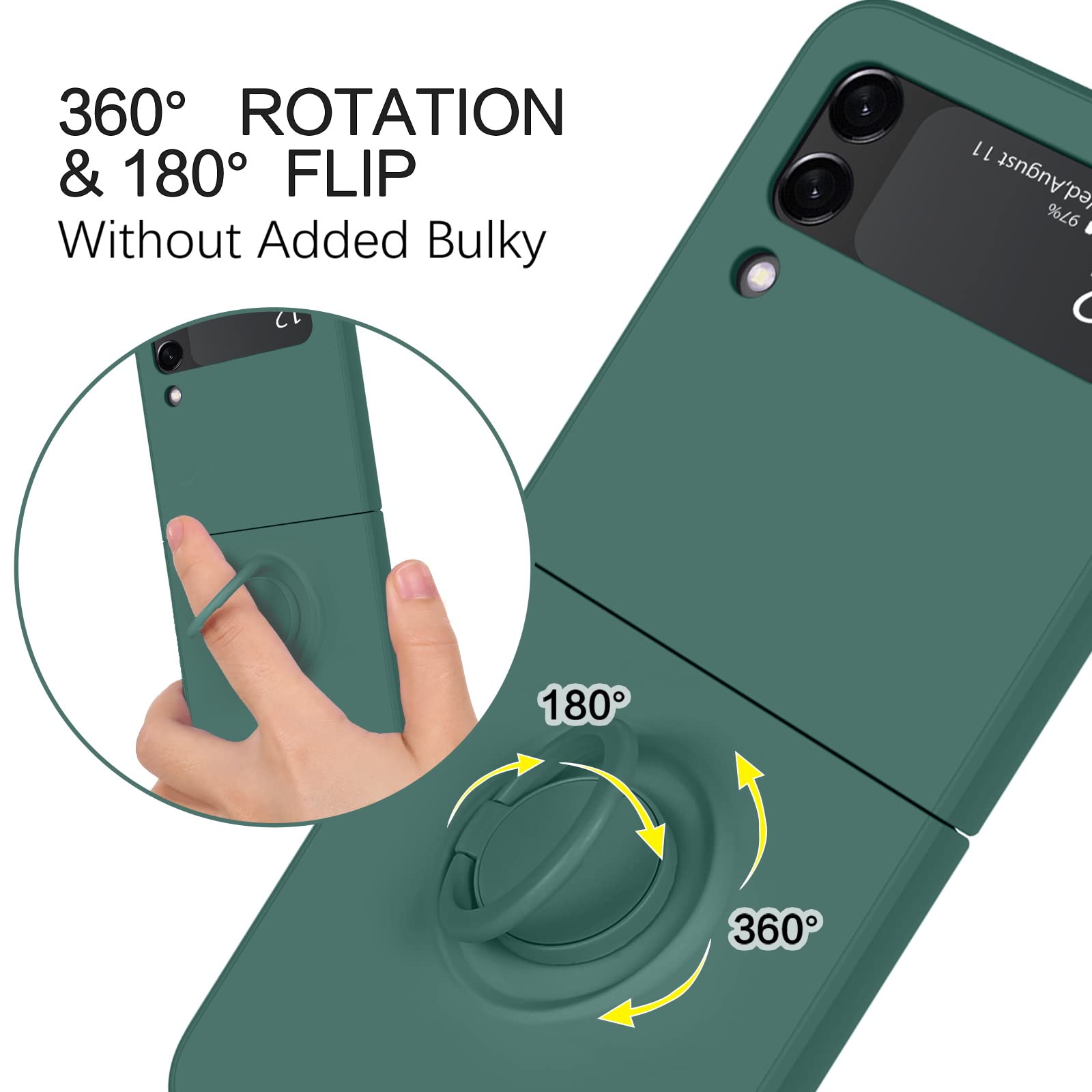 Gaobao For Samsung Galaxy Z Flip 3 Case, Phone Case Samsung Z Flip3 5G, Slim Silicone Soft Gel Rubber Bumper Shockproof Anti Scr