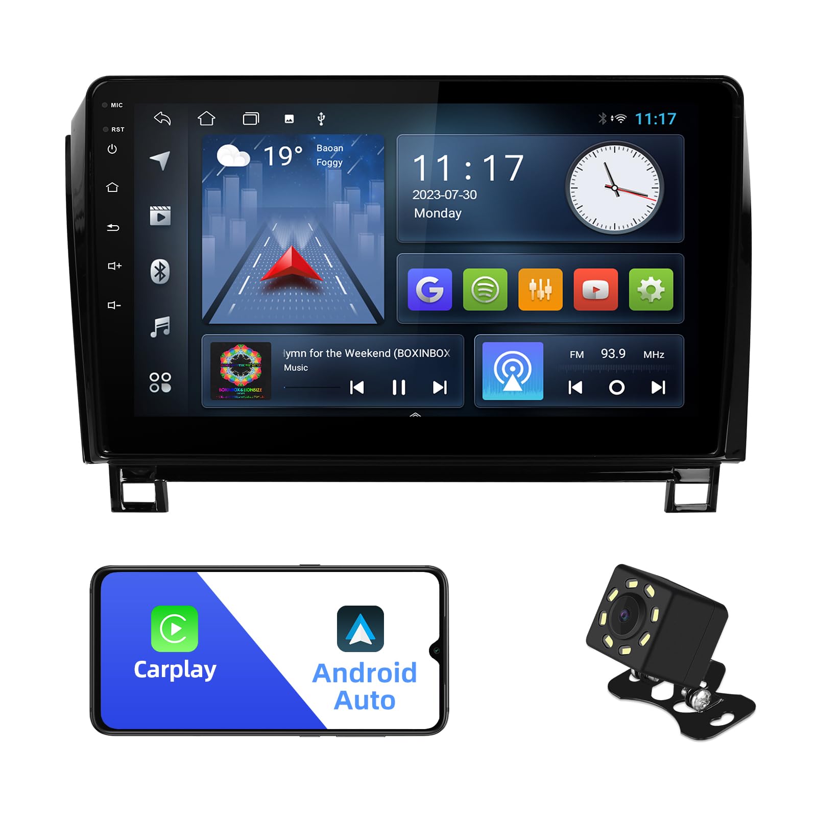 Aumume 10.1 Inches Android 10 Double Din Car Stereo For Toyota Tundra 2007 2013 & Sequoia 2008 2018 Ips Touchscreen Screen Car R