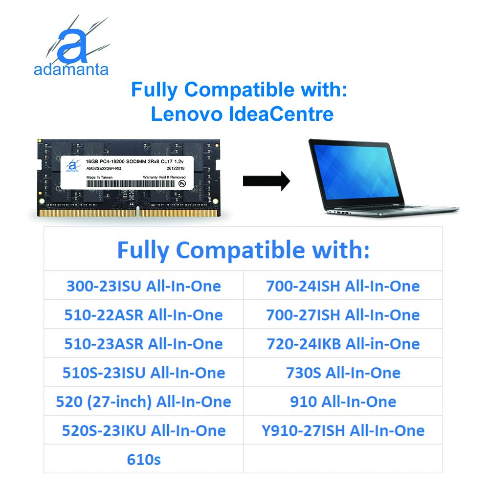 Adamanta 16Gb (1X16Gb) Laptop Notebook Memory Upgrade Compatible For Lenovo Flex, Legion, Ideacentre, Ideapad, Thinkcentre Ddr4