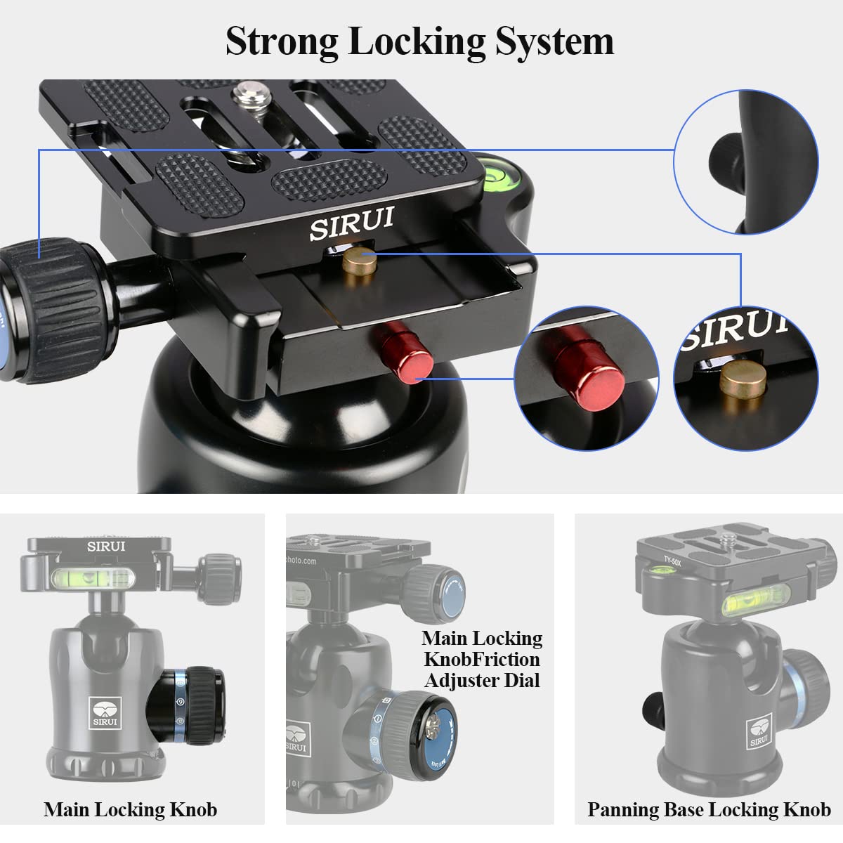 Sirui Kx Series Aluminium Tripod Head Incl. Ty Series Quick Release Plate   Black (K 10X)