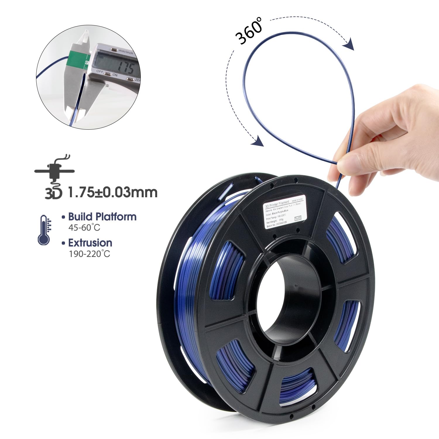 Isanmate 3D Printer Filament, Pla Filament 1.75Mm Bundle, Rainbow Filament Bundle, Silk Gradient Rainbow Pla Filament, 3D Printi