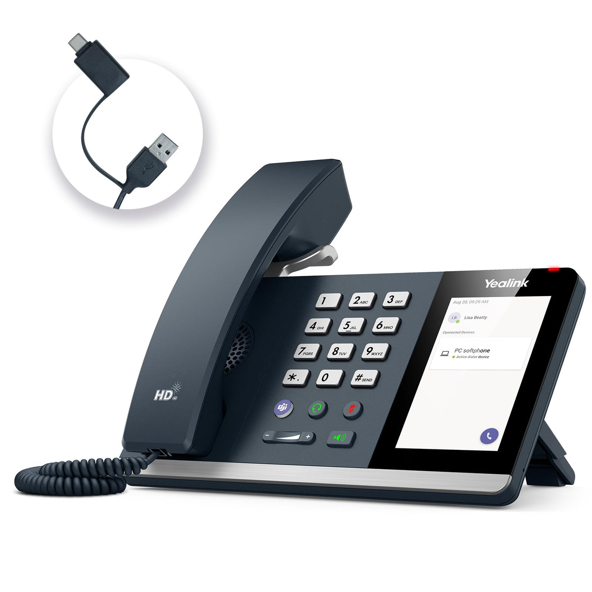 Yealink Mp45 Usb Teams Phone Desk Corded Phones For Work, Certified By Microsoft Teams Skype For Business System, Powered By Com