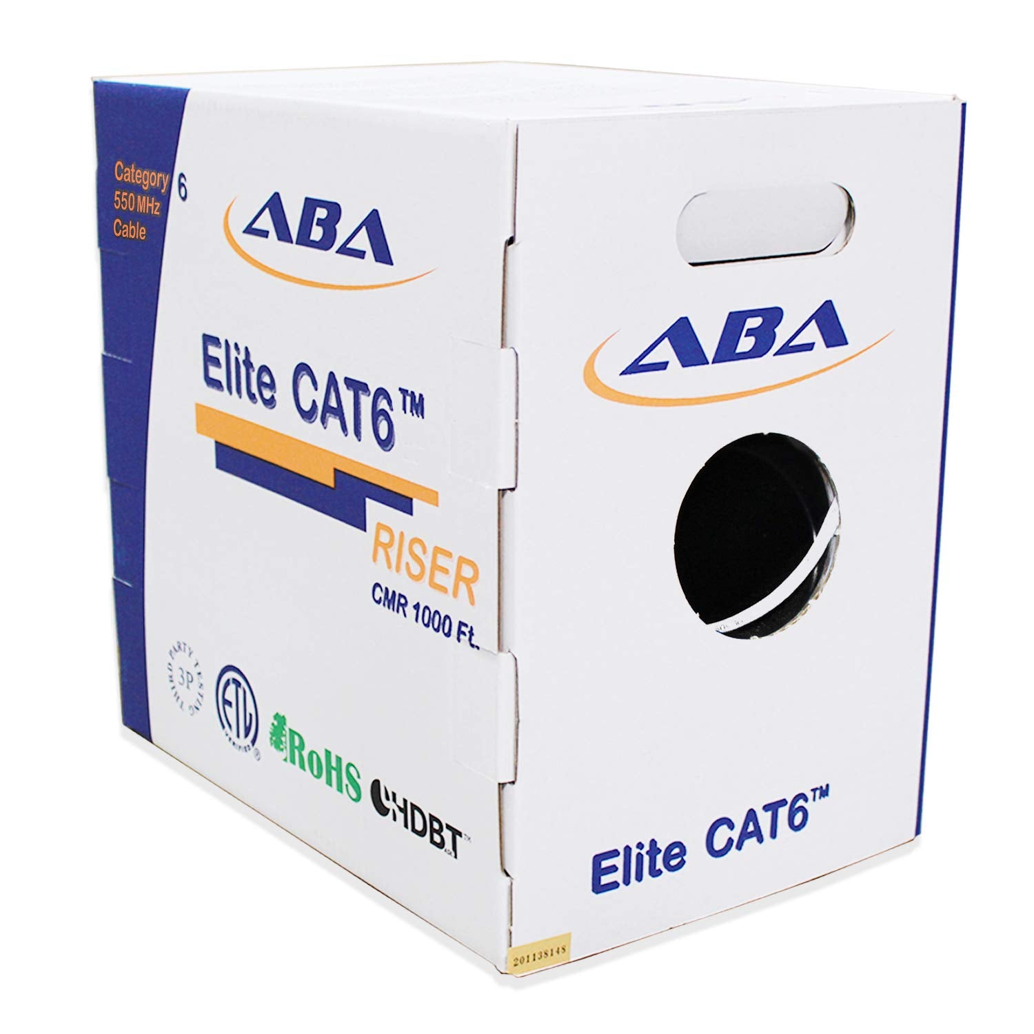 Cat6 Riser (Cmr), Ethernet Cable 1000Ft, White, No Spline, Unshielded Twisted Pair (Utp) 23Awg, Solid Pure Bare Copper, 550Mhz,