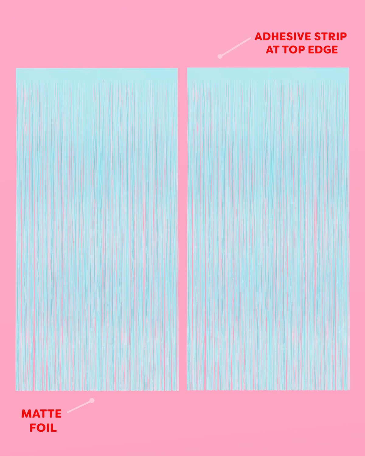 Xo, Fetti Party Decorations Matte Light Blue Fringe Foil Curtain   Set Of 2 | Bachelorette Party Supplies, Cute Birthday Photo B