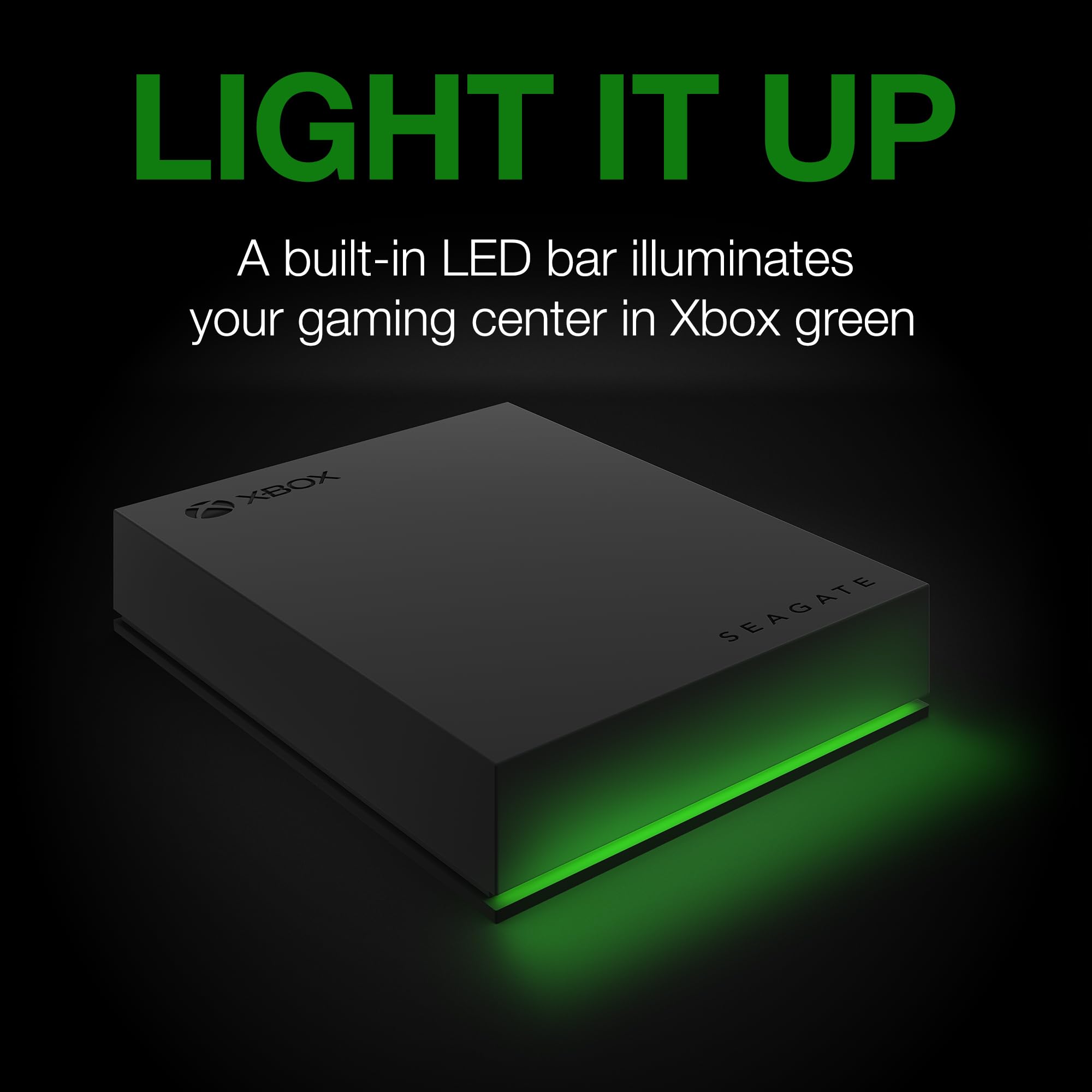 Seagate Game Drive For Xbox 5Tb External Hard Drive Portable Hdd   Usb 3.2 Gen 1, Black With Built In Green Led Bar, Xbox Certif