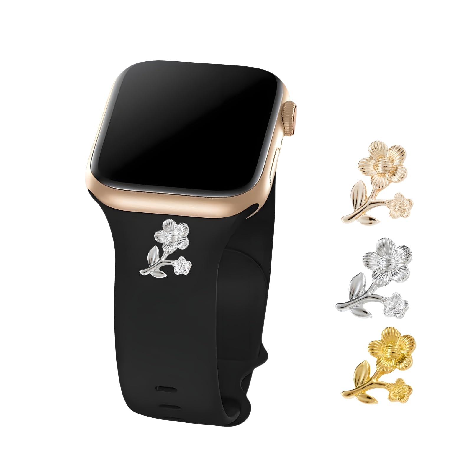 Watch Band Charms Set, Decorative Metal Nails Studs Charms Compatible with Silicone Apple Watch Band 38 40 41 42 44 45 49mm,Chic