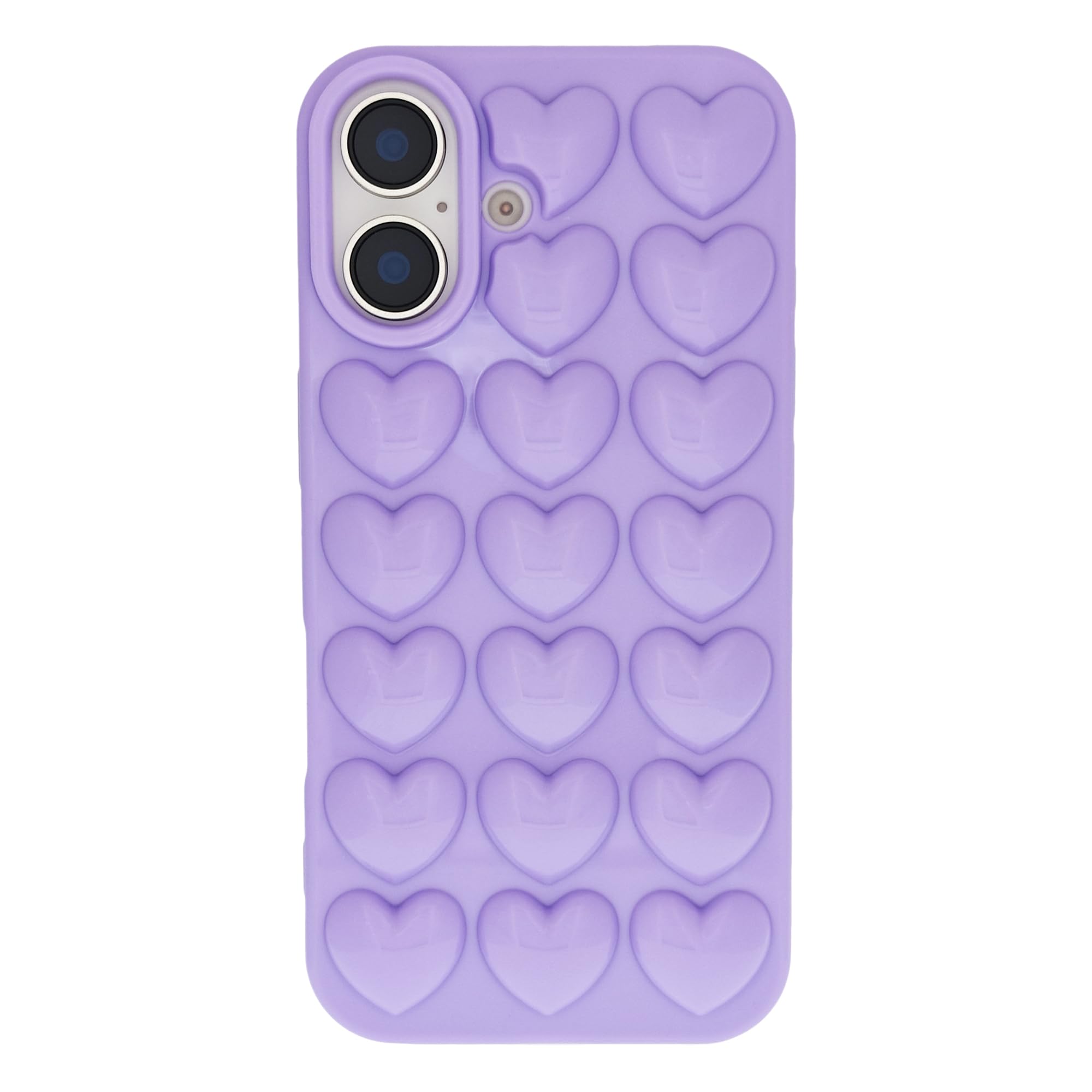 Dmaos For Iphone 16 Pro Max Case For Women, 3D Pop Bubble Heart Kawaii Gel Cover, Cute Girly For Iphone16 Pro Max 6.9 Inch - Lav