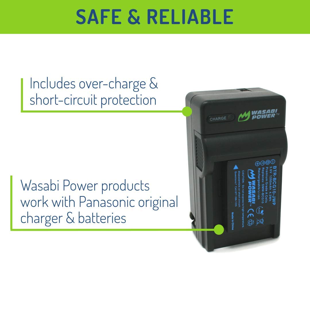 Wasabi Power Battery (2 Pack) And Charger For Panasonic Dmw Bcg10, Dmw Bcg10E, Dmw Bcg10Pp And Panasonic Lumix Dmc 3D1, Dmc Sz8,