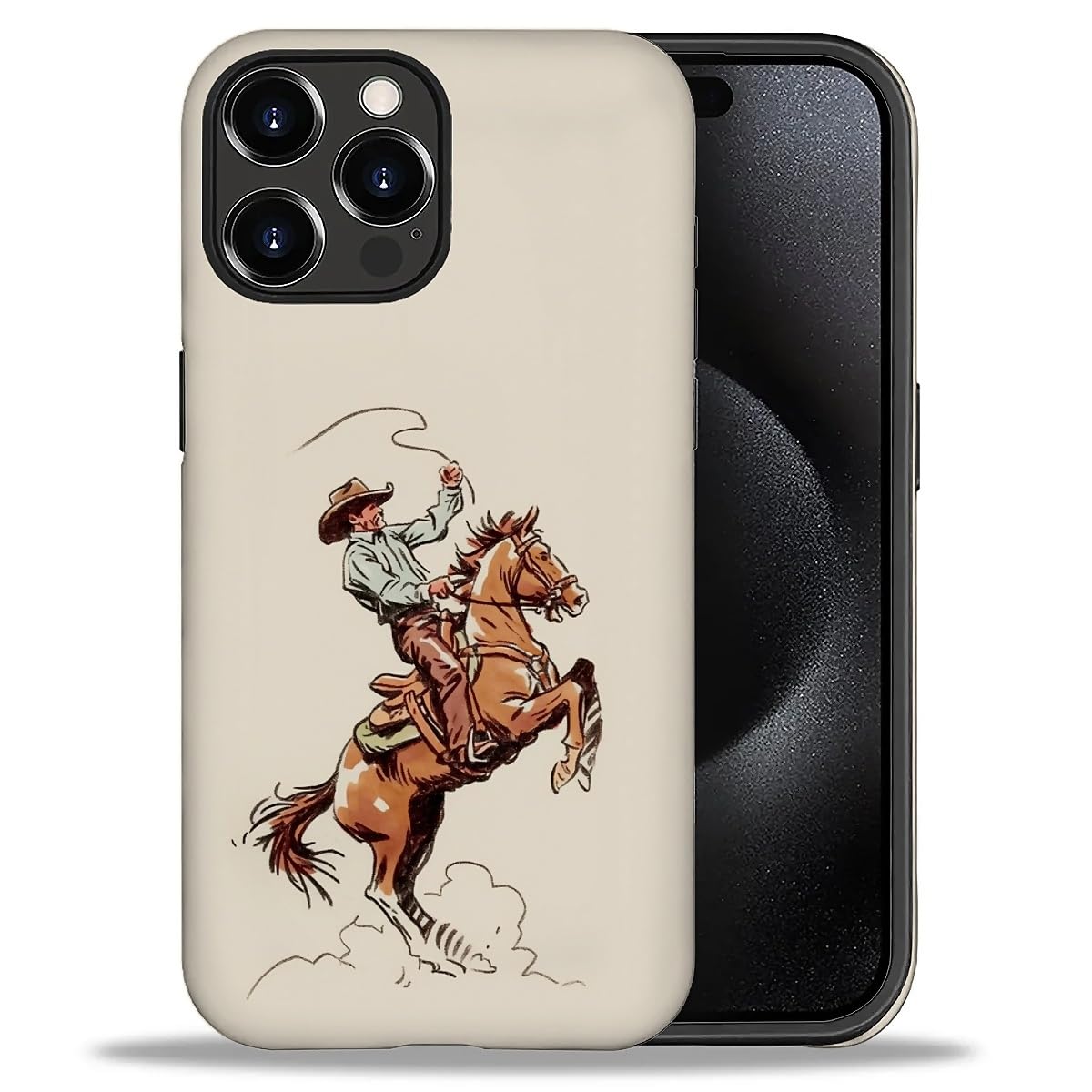 Smamz For Iphone 16 Pro Max Case, T2 Cowboy Horse A3 Shockproof Rugged Cover Dual Layer Soft Tpu Hard Pc Bumper Case Design For