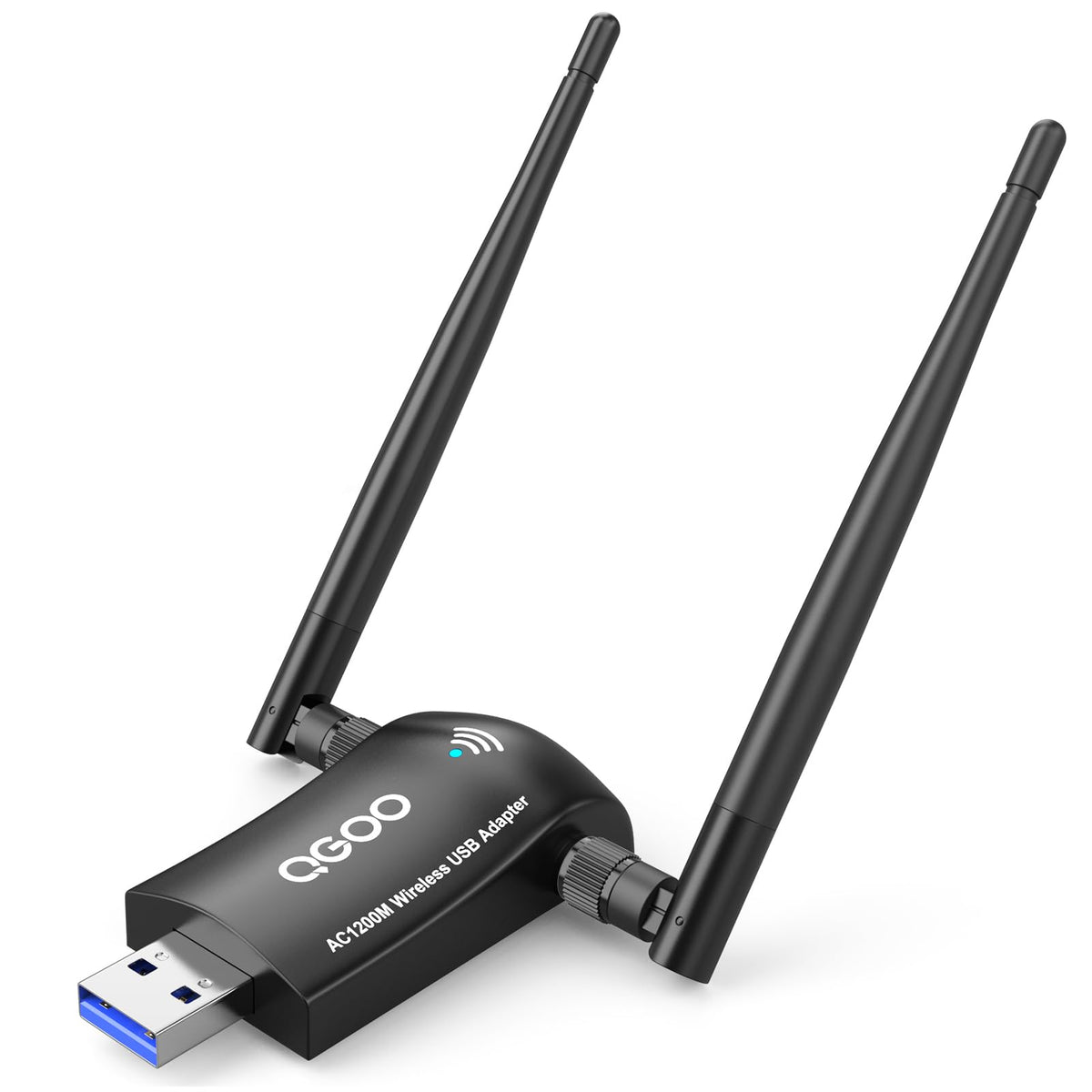 Qgoo Usb Wifi Adapter Ac1200 - High Gain Dual Antenna 802.11Ac/A/B/G/N For Windows, Mac - Dual Band 2.4Ghz/300Mbps 5Ghz/867Mbps
