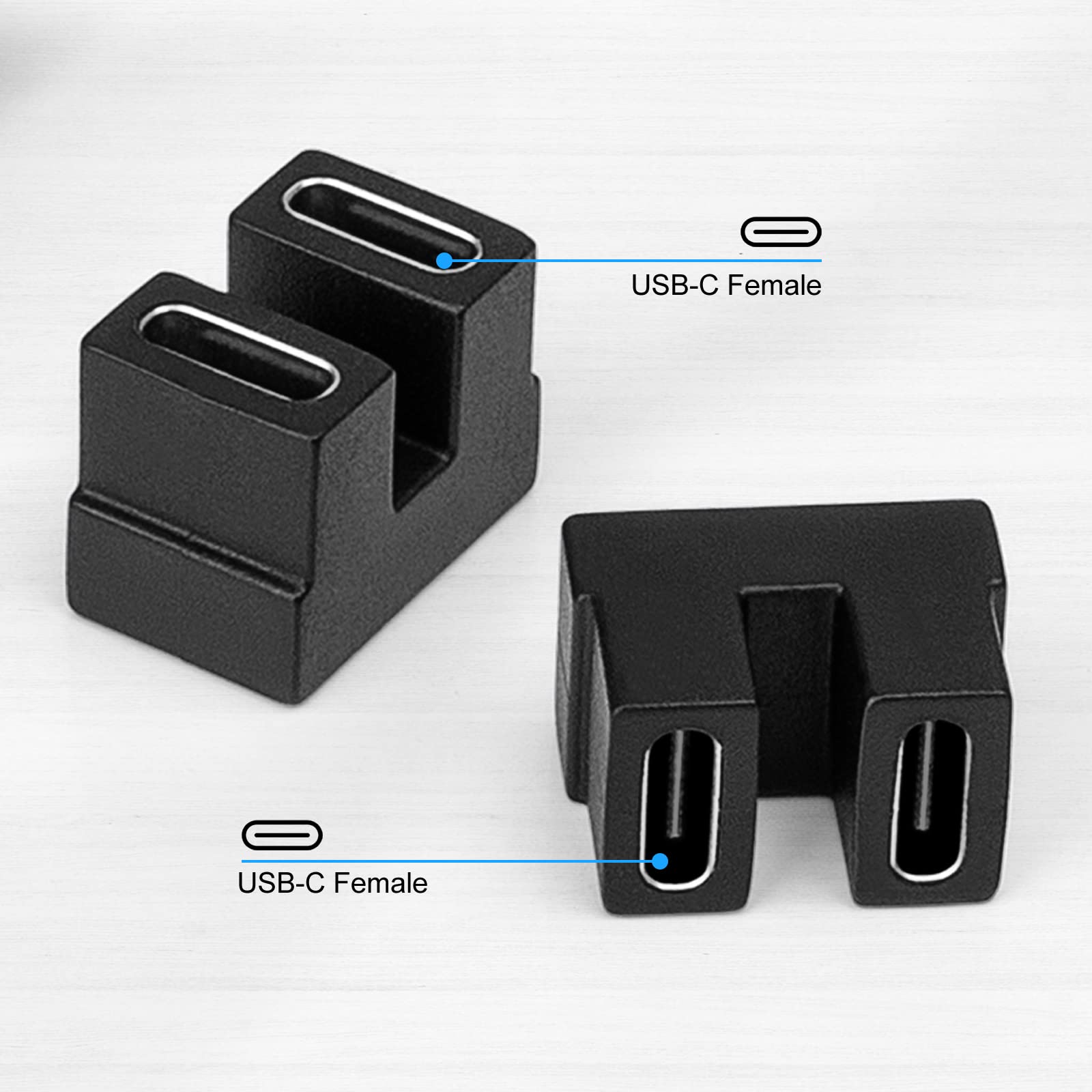 Usb C 180 Degree Angled Adapter, U Shape Usb C 4.0 Female To Female Adapter, Type C 40Gbps Angled Adapter Data Transfer Connecto
