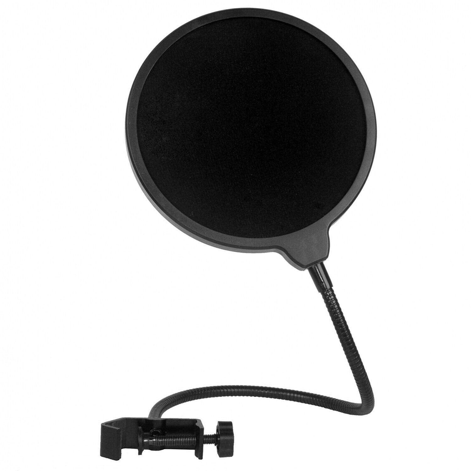 Dragonpad Usa 6'' Microphone Studio Pop Filter With Clamp (Black)
