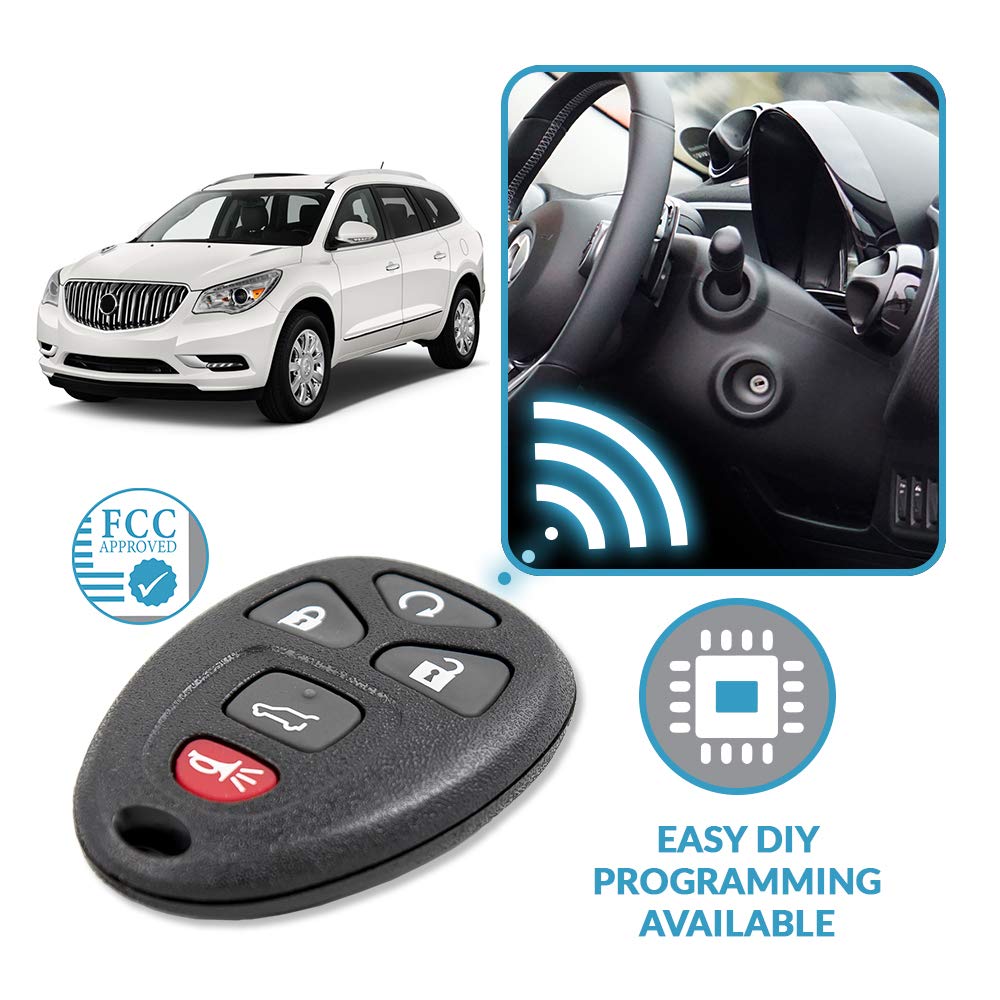 Keyless2Go Replacement For New Keyless Entry 5 Button Remote Start Car Key Fob For Select Cadillac Chevrolet Buick Gmc & Saturn