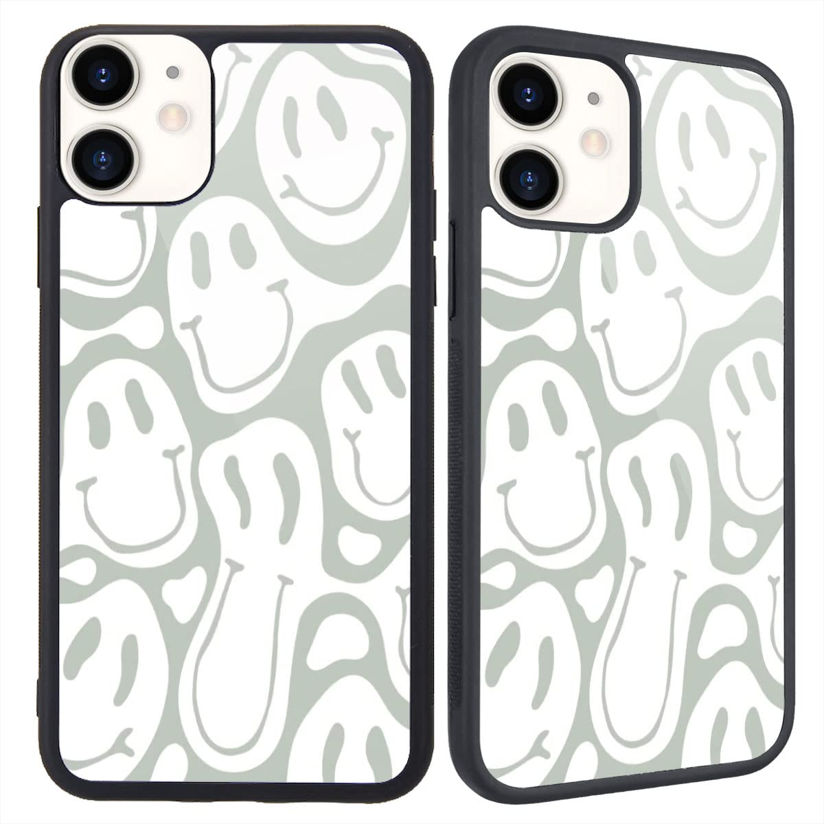 Maycari Compatible With Iphone 13 Mini Case For Children Women Funny Face Design, Hard Back Cover With Cute Trippy Pattern Soft