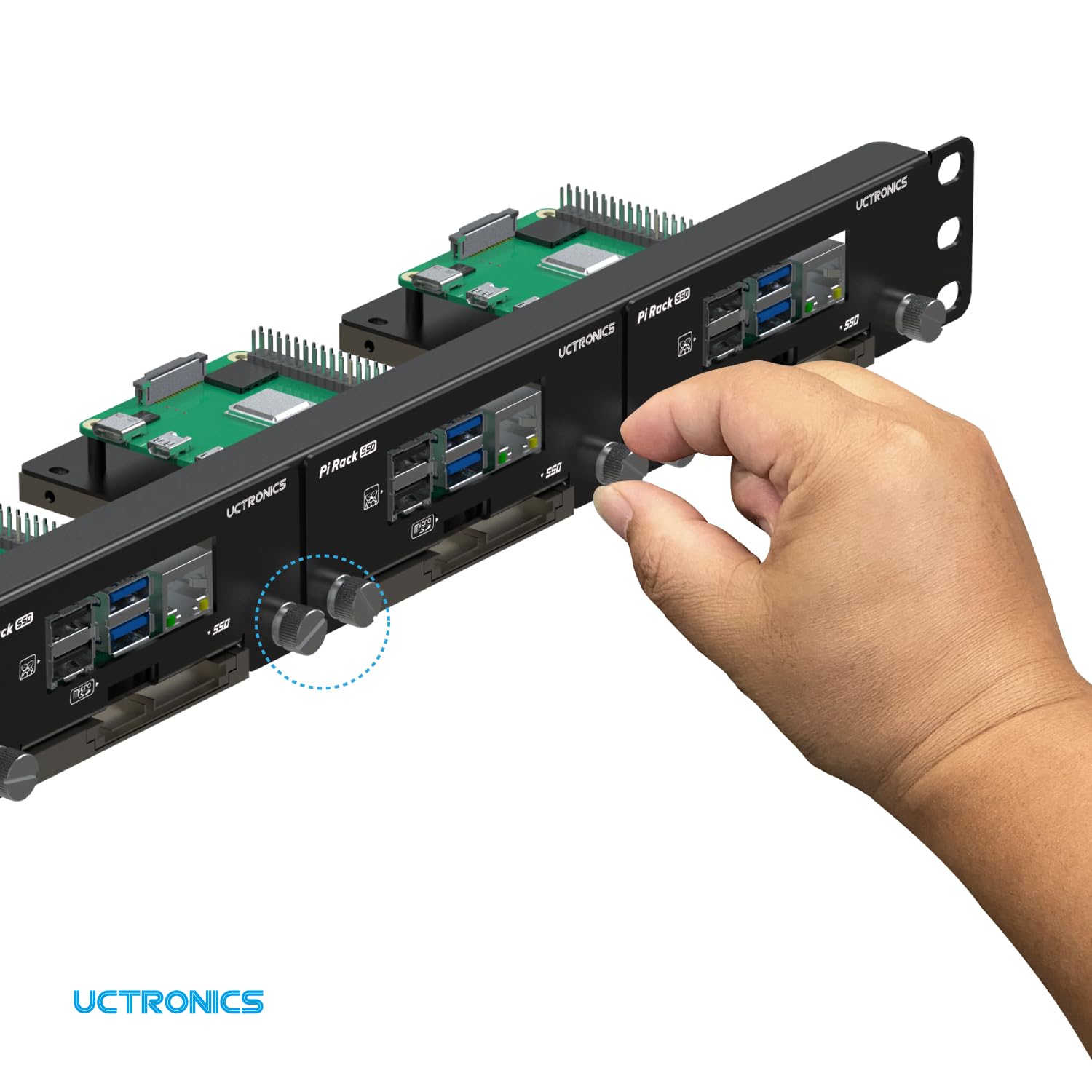 Uctronics 19    1U Rack Mount For Raspberry Pi With Ssd Mounting Brackets, Thumbscrews Front Removable Bracket Supports Up To 4