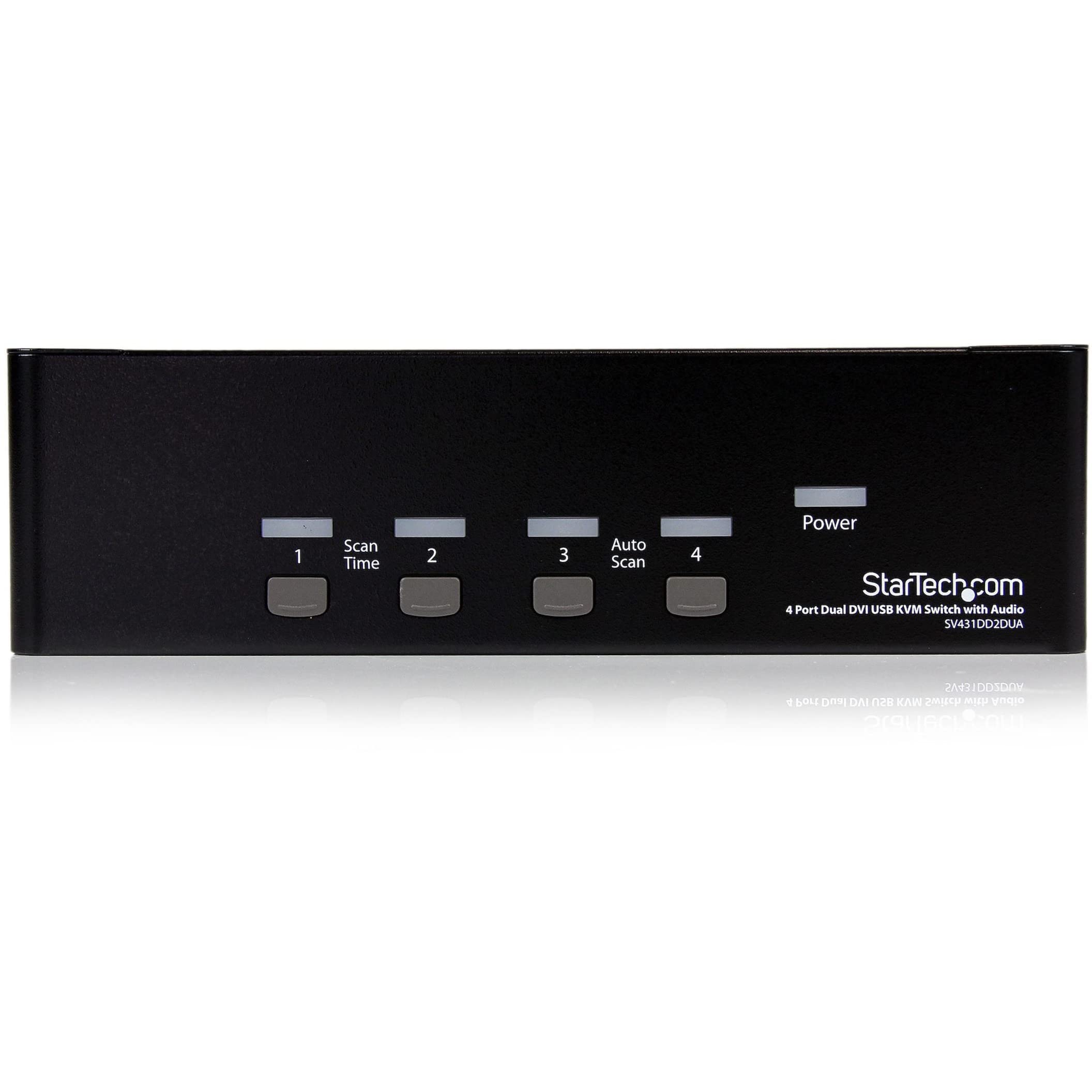Startech.Com 4 Port Dual Kvm Switch With Audio For Dvi Computers   Built In Usb Hub (Sv431Dd2Dua), Black