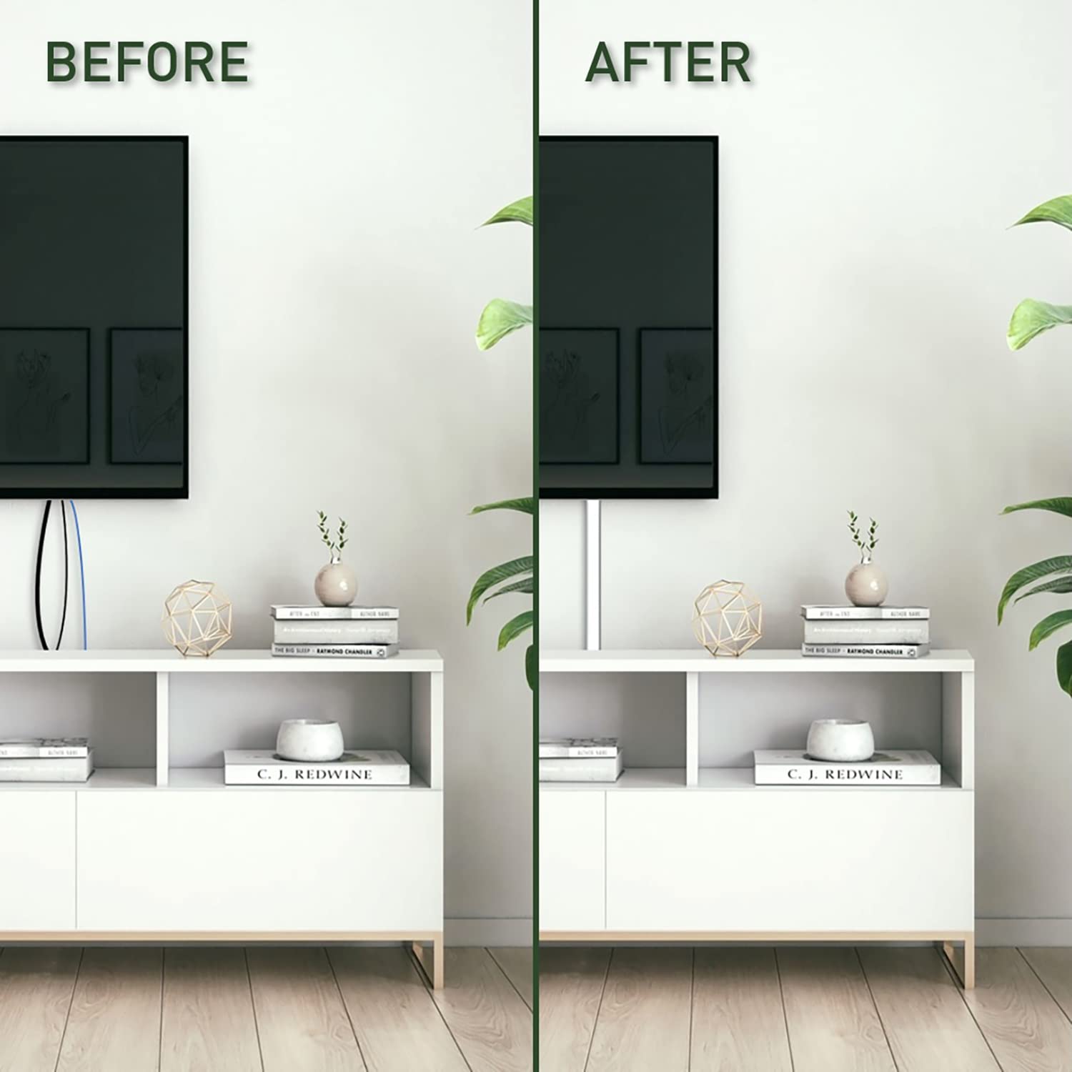 Legrand Wiremold C53 Cordmate Ii Cord Cover Low Voltage Data Comm Box, Organizer For Wall, Holds Up To 3 Cords Or Cables, White