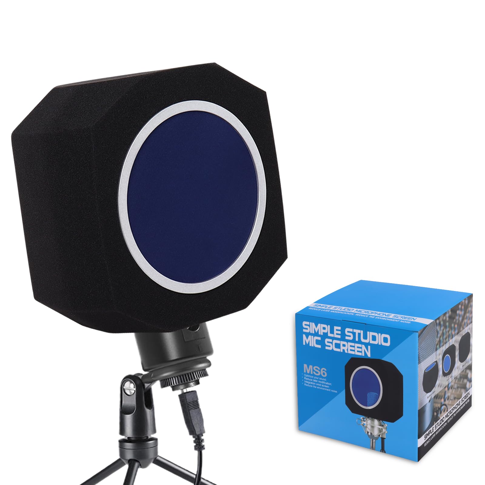 Professional Microphone Isolation Ball, Sound Absorbing Microphone Isolation Shield With Pop Filter, Reflection Reduction Mic Is