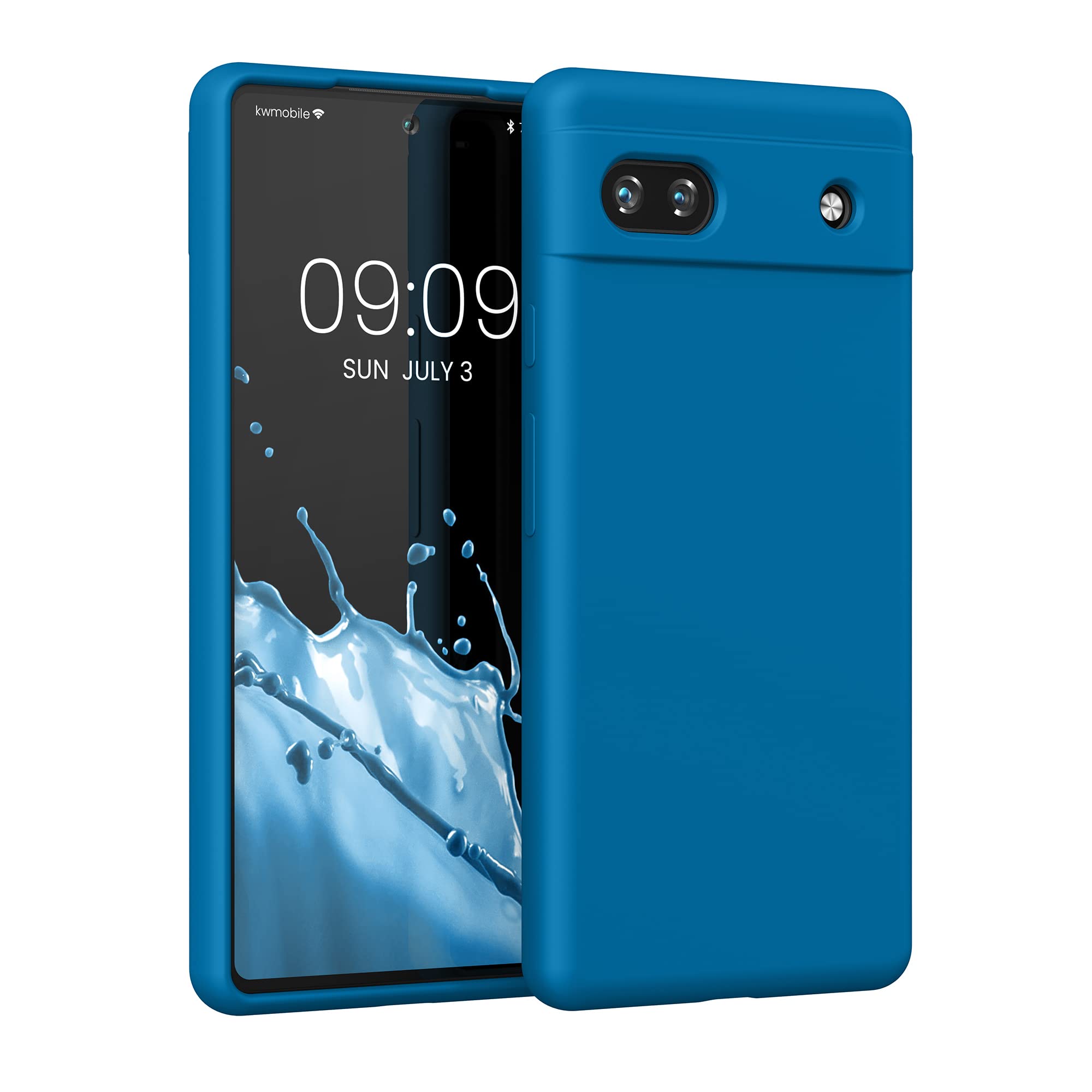 kwmobile Case Compatible with Google Pixel 6a Case - TPU Silicone Phone Cover with Soft Finish - Blue Reef