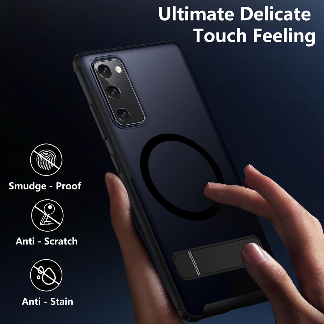 Tianniuke Magnetic Case For Samsung Galaxy S20 Fe,Compatible With Magsafe,Adjustable Kickstand,Translucent Matte Anti Fingerprin