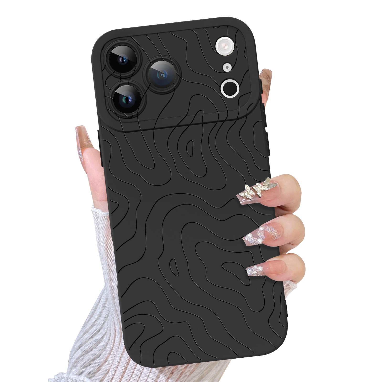 TEAUGHT Compatible with iPhone 17 Pro Case 2025 Cute Pattern Wave Ripple Shockproof Silicone Soft Camera Protection for Girls Wo