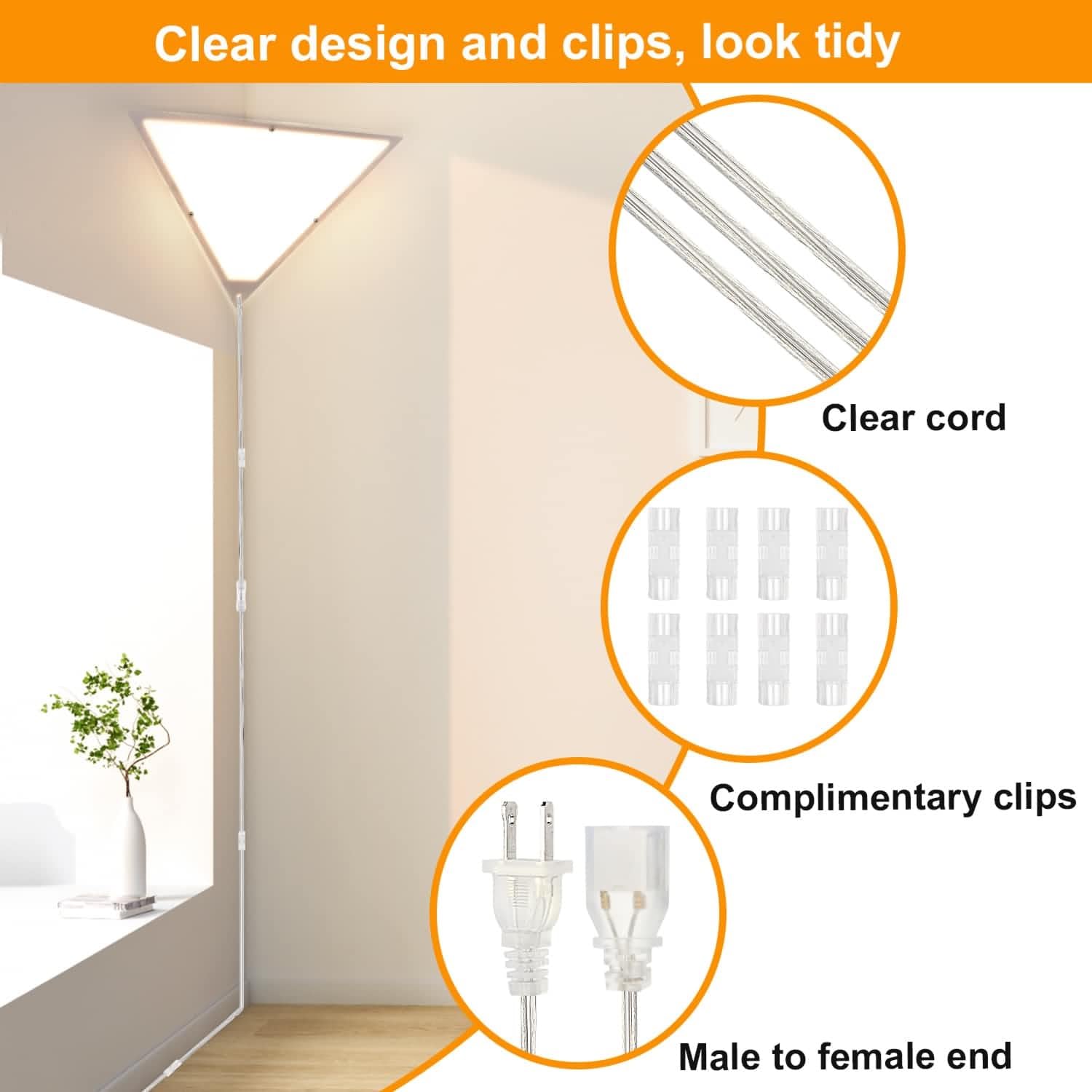 Haultop 1 Pack Clear Extension Cord, 10 Feet Male To Female Extension Cords, Clear Extension Cord Indoor Thin With Ul Certified,