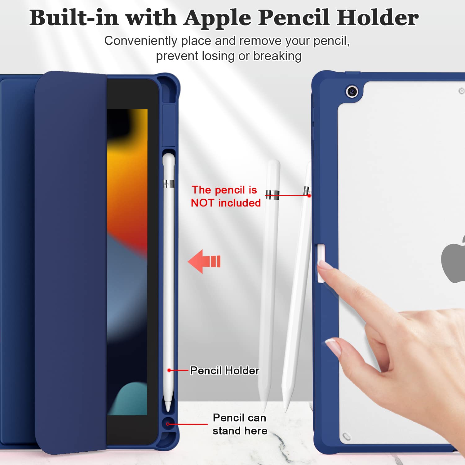 Okp For Ipad 9Th/8Th/7Th Generation Case (2021/2020/2019), Ipad 10.2 Inch Cases With Trifold Stand, Slim Ipad 9/8/7 Th Gen Cover