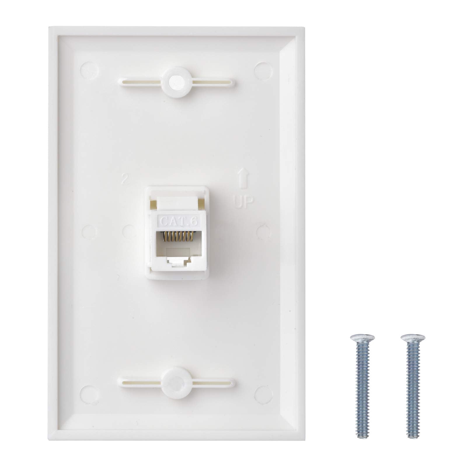 Huahenght Cat6 Ethernet Wall Plate Outlet 1 Port Rj45 Network Female To Female Keystone Wall Coupler Jack Plate (1 Cat6 4 Packs,