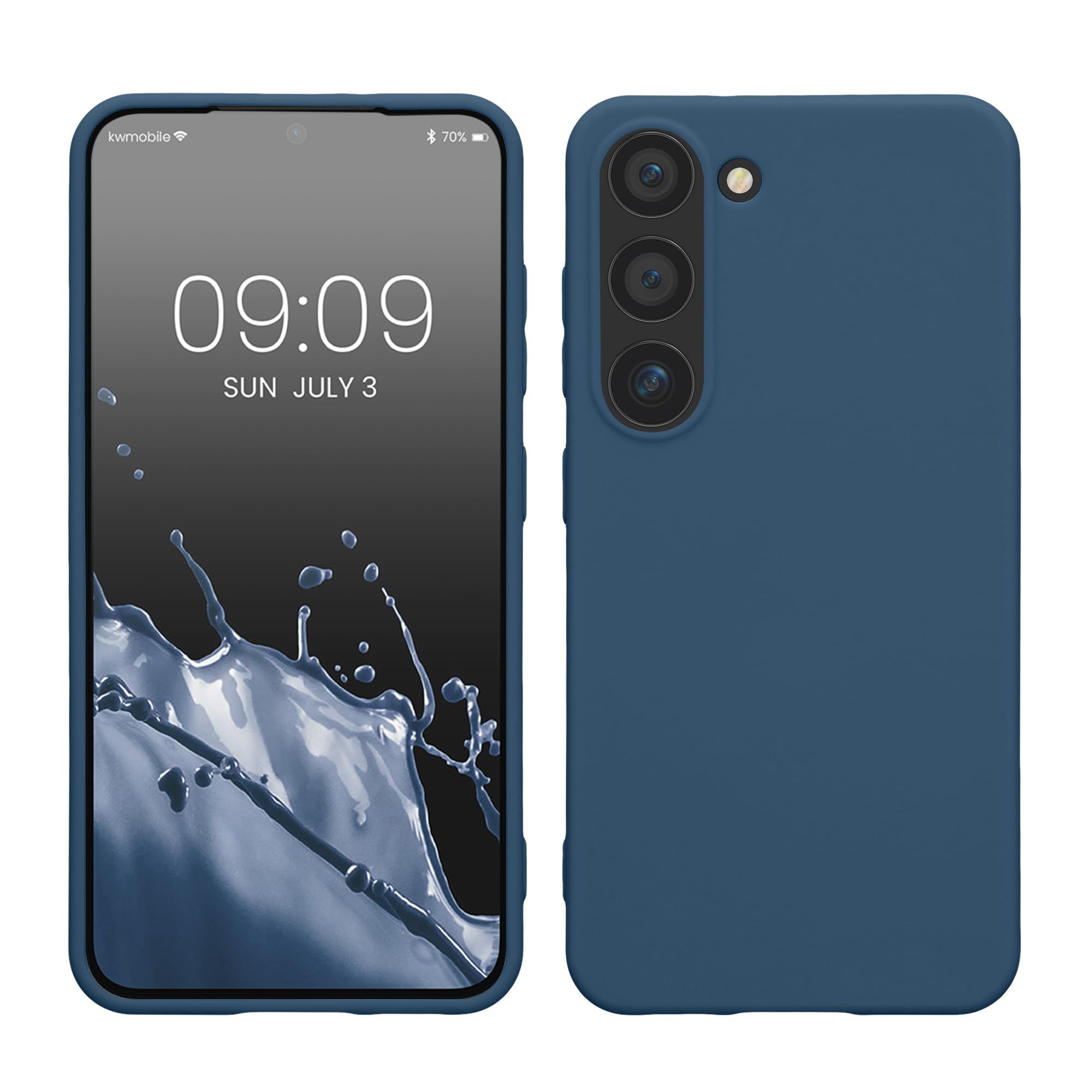 kwmobile Case Compatible with Samsung Galaxy S23 Case - Soft Slim Protective TPU Silicone Cover - Navy Blue