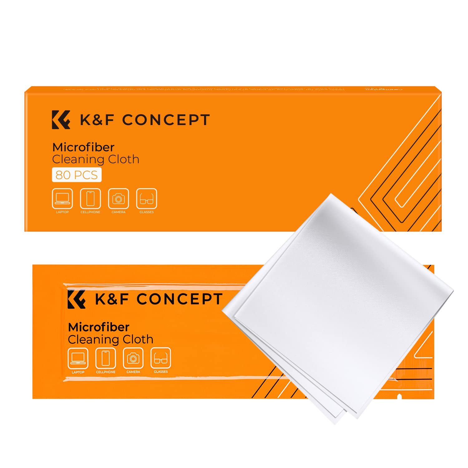 K&F Concept 80 Pack Microfiber Cleaning Cloths For Glasses, 6''X6'' Individually Wrapped Lens Cleaning Cloths For Cameras, Lcd Screens, Ipad, Tablets, Laptops, Telescope