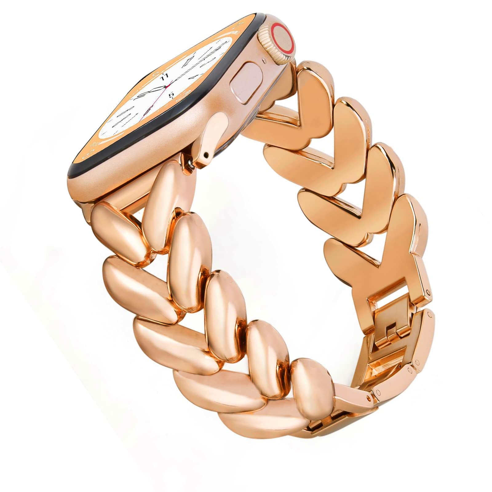 Visoom Rose Gold Bracelet Compatible For Series 8 Apple Watch Band 41Mm/40Mm/38Mm Series 7/Se Women Dressy Luxury Wristband Jewe