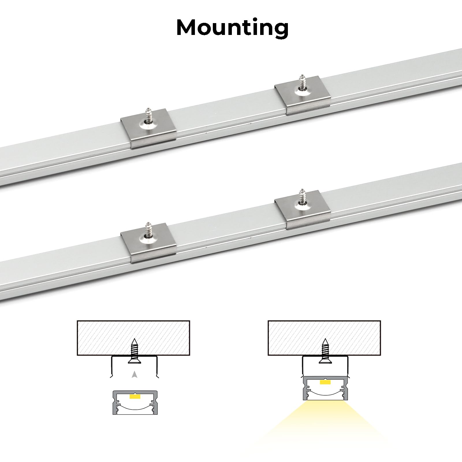 Vst 10Pack 3.3Ft Black U Shape Aluminum Channel With 33Ft White Flexibla Diffuser Cover, Seamlessly Connected Into A Continuous