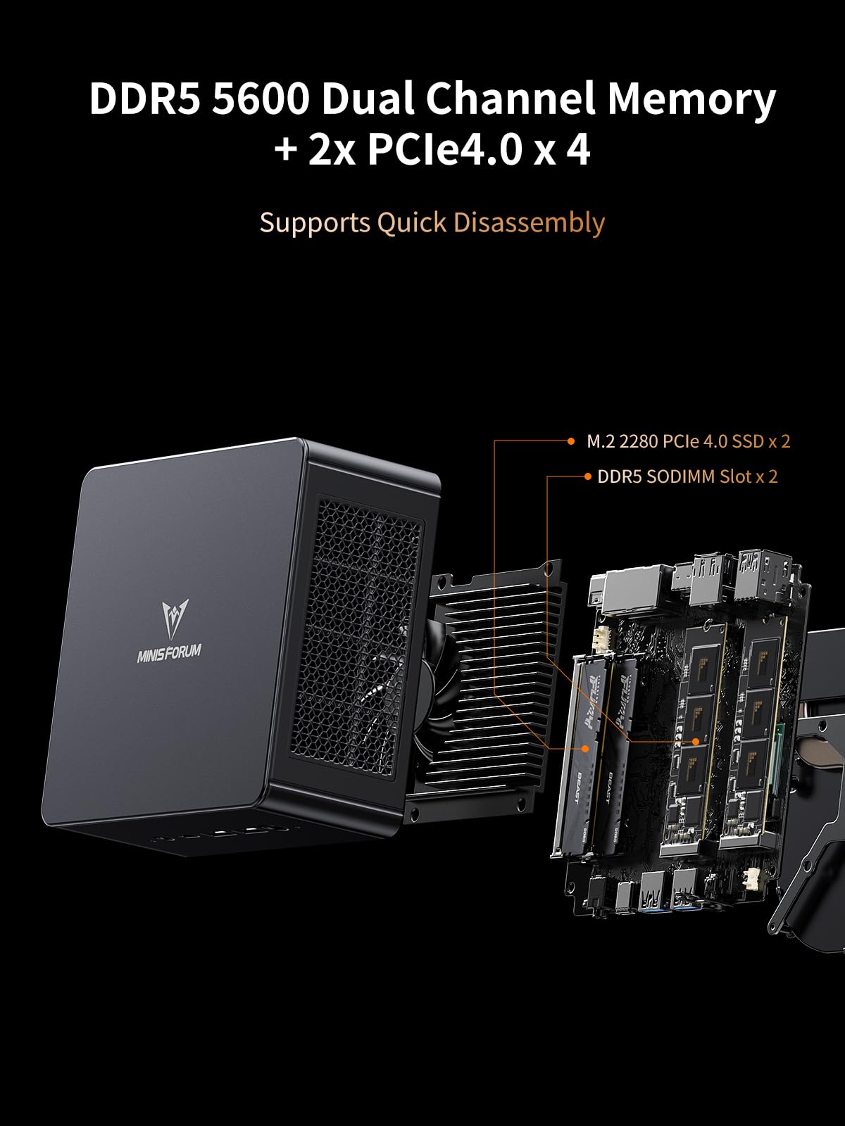 Minisforum Um890 Pro Mini Pc Amd Ryzen 9 8945Hs(8C/16T, Up To 5.2Ghz) 64Gb Ddr5 1Tb Pcie4.0 Ssd, 2Xusb4(Pd 8K)|1Xhdmi|1Xdp Four