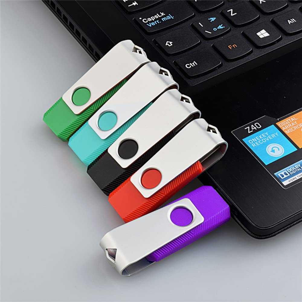 Aiibe 5 Pack 64Gb Usb 3.0 Flash Drive 64Gb Usb 3.0 Drive 5 Pack Thumb Drive Memory Stick Usb Stick 64Gb (5 Mixed Colors: Black Red Cyan Green Purple)