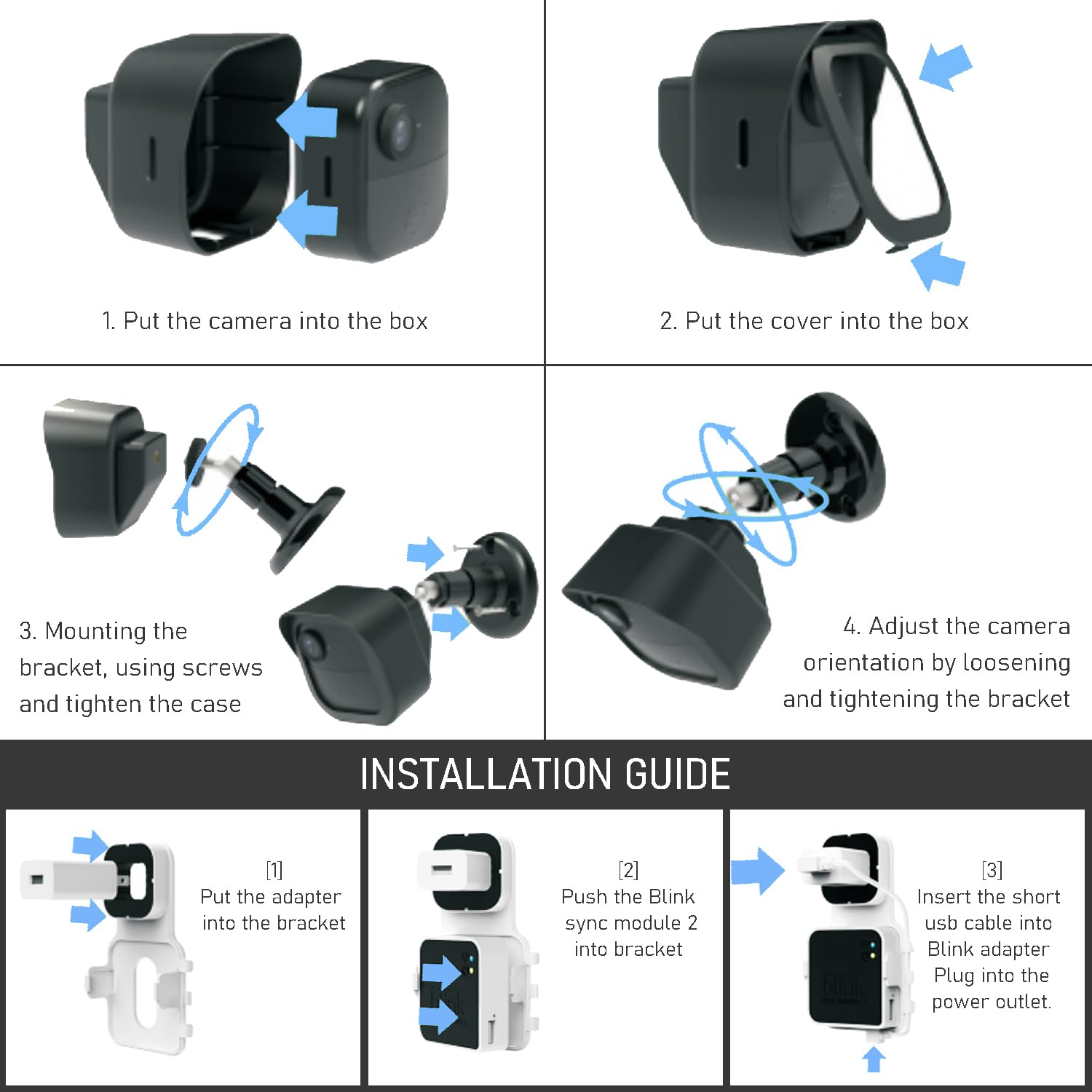 Ulioli Blink Outdoor Camera Mount 5Pack   Protective Housing And 360 Degree Adjustable Mount With Blink Sync Module Outlet Mount