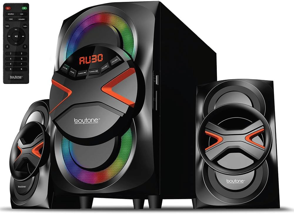 Boytone BT-326F, 2.1 Bluetooth Powerful Home Theater Speaker System, with FM Radio, SD USB Ports, Digital Playback, 40 Watts, Di