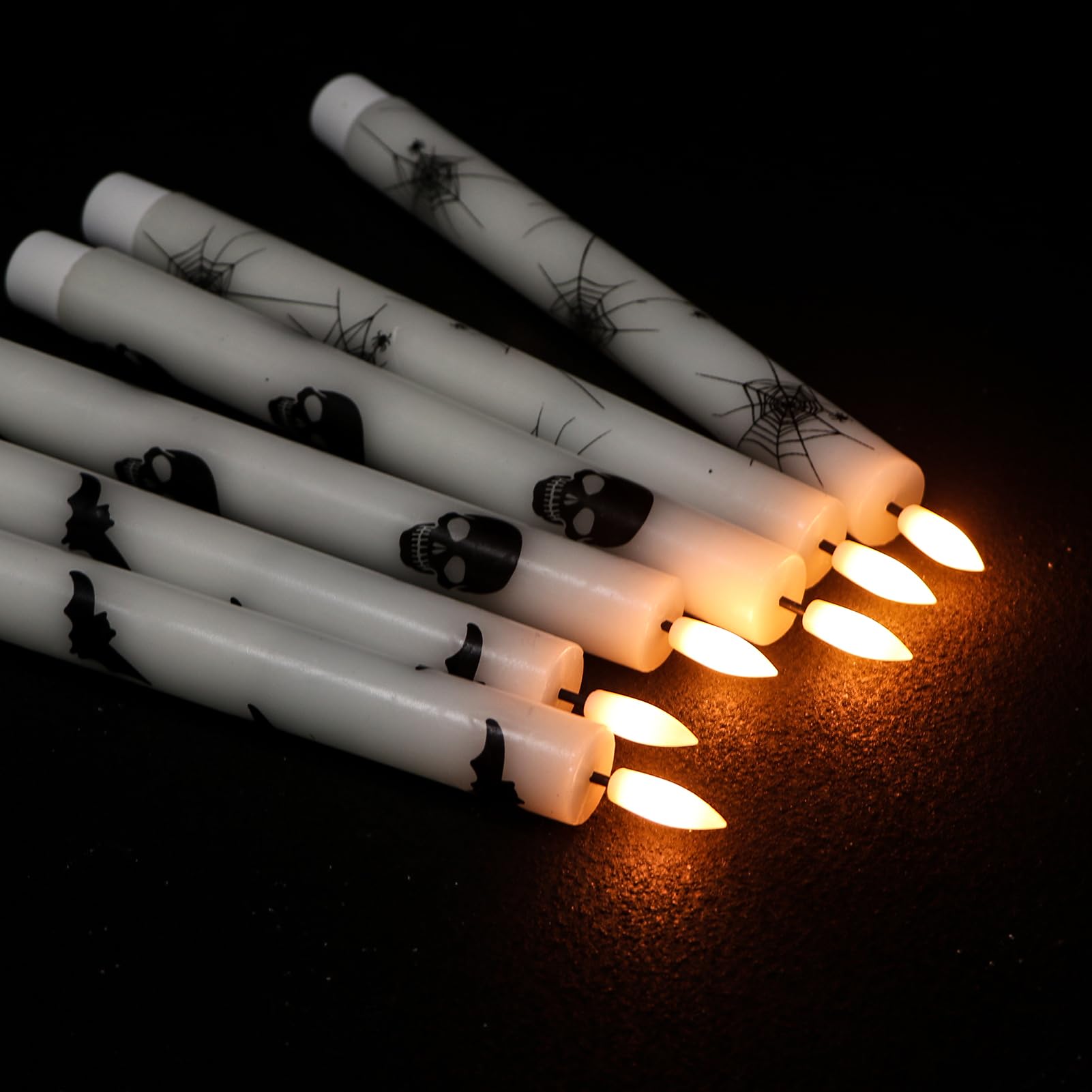 Genswin Flameless Taper Candles With Remote Timer, 6Pcs Led Flickering Taper Candles Battery Operated Real Wax With Spider Webs/